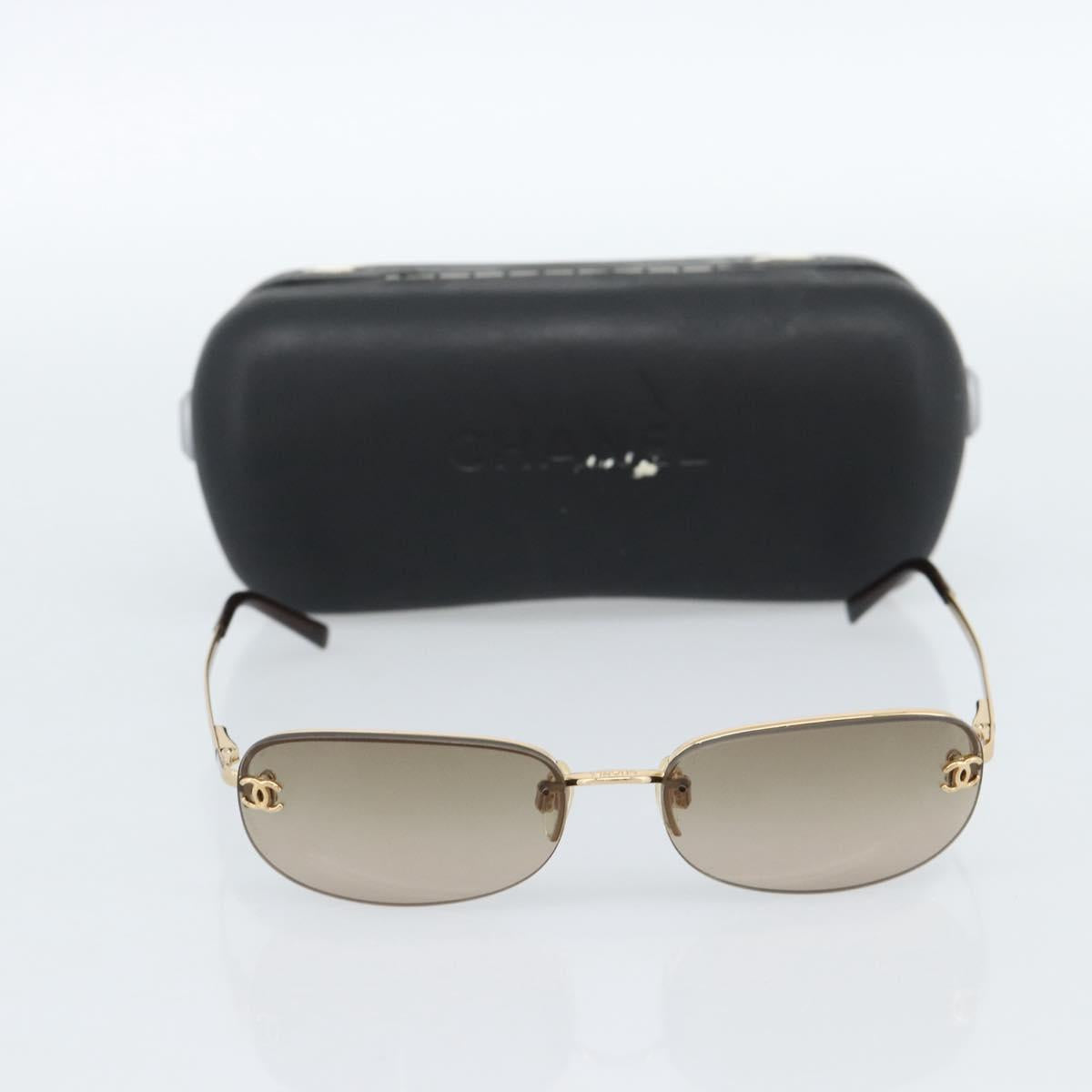 CHANEL COCO Mark Sunglasses metal Gold Tone CC Auth 184963V