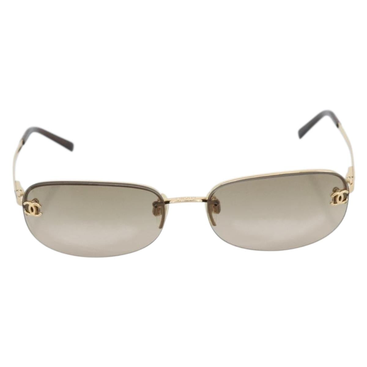 CHANEL COCO Mark Sunglasses metal Gold Tone CC Auth 184963V