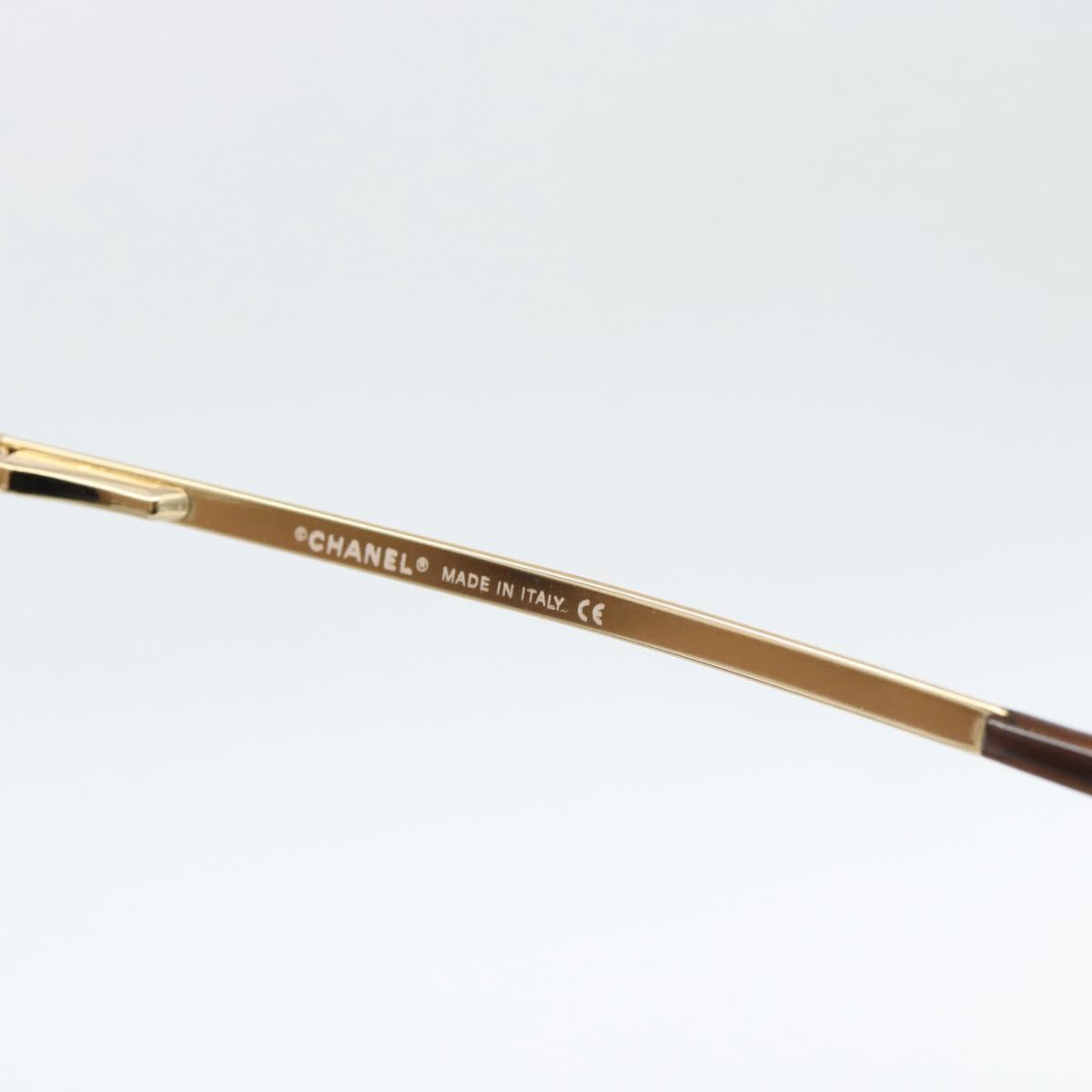 CHANEL COCO Mark Sunglasses metal Gold Tone CC Auth 184963V