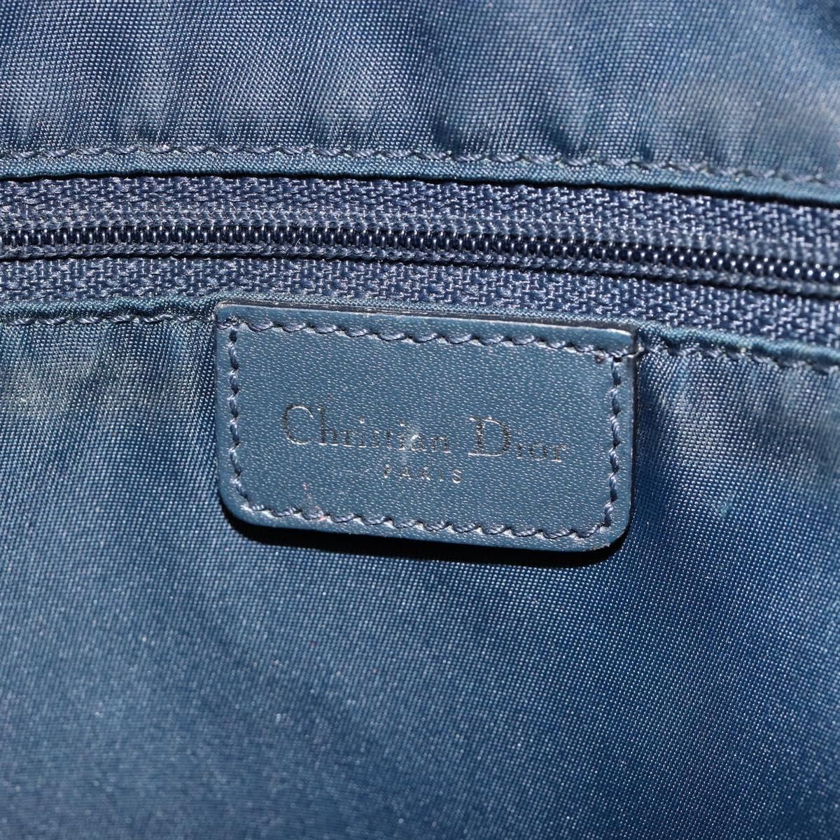 Christian Dior Trotter Canvas Shoulder Bag Navy Silver Auth 184967A