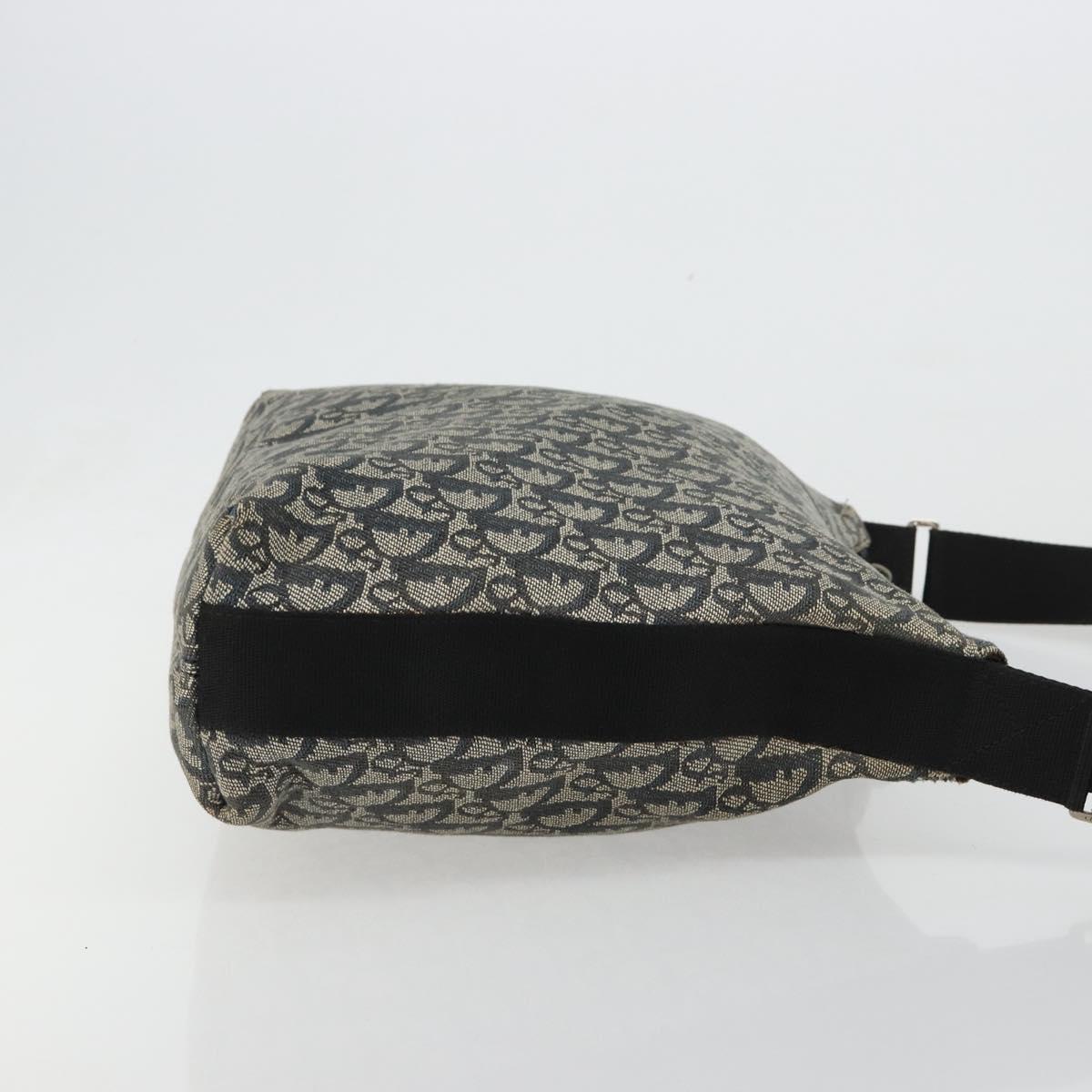 Christian Dior Trotter Canvas Shoulder Bag Navy Silver Auth 184967A