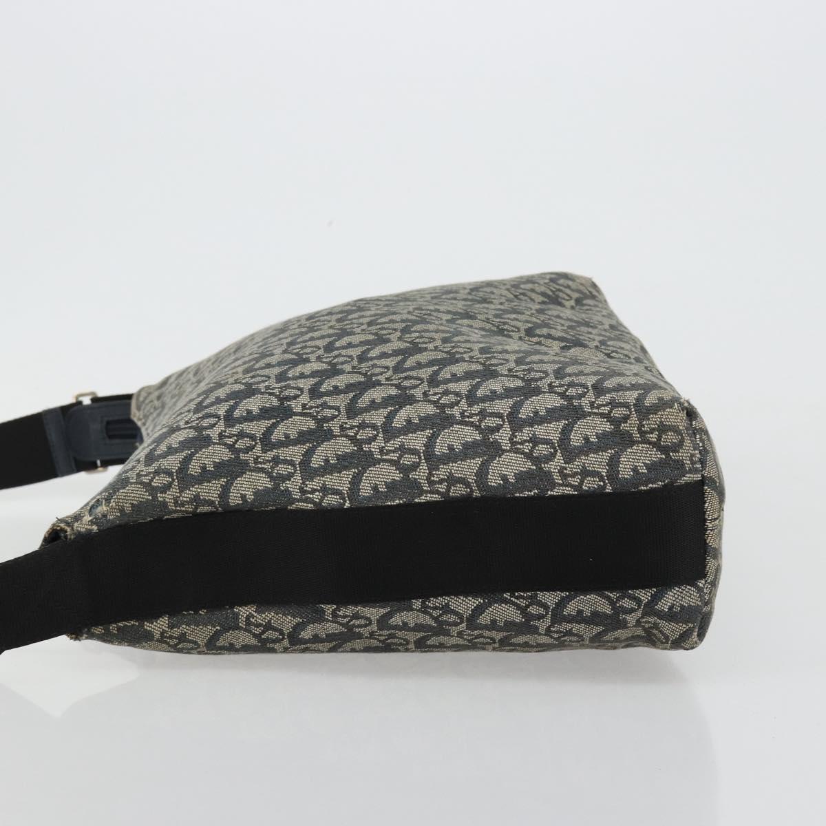 Christian Dior Trotter Canvas Shoulder Bag Navy Silver Auth 184967A
