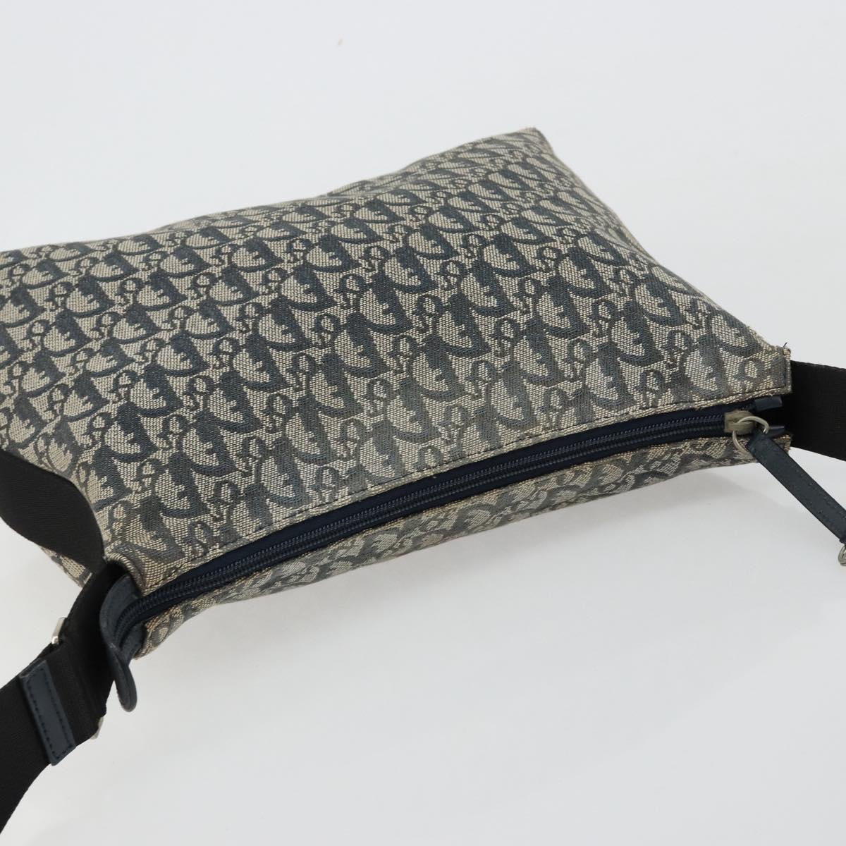 Christian Dior Trotter Canvas Shoulder Bag Navy Silver Auth 184967A