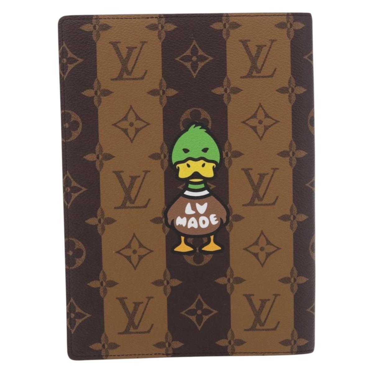LOUIS VUITTON Monogram Stripe NIGO Quverture Carnet Brown GI0720 LV Auth 184969M