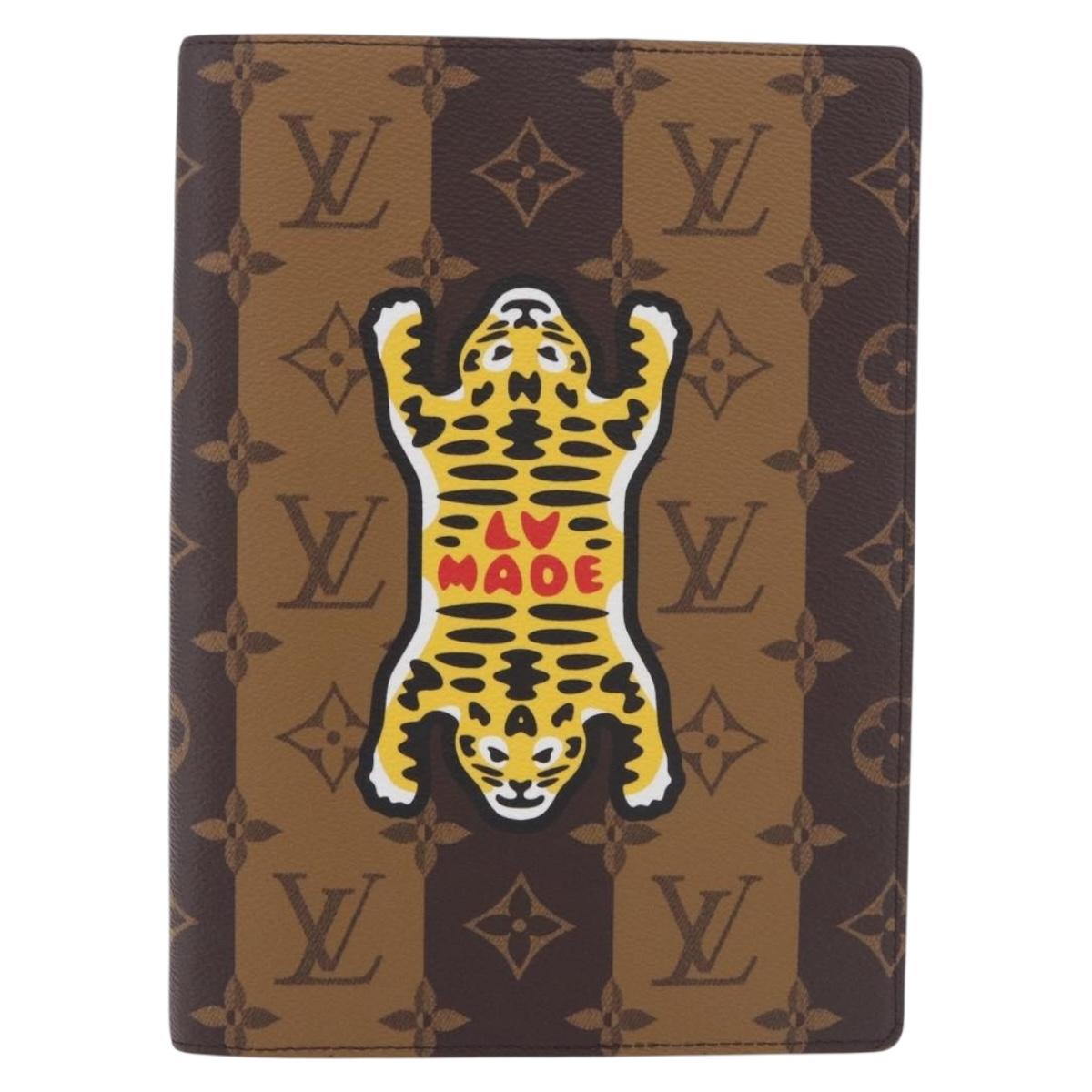 LOUIS VUITTON Monogram Stripe NIGO Quverture Carnet Brown GI0720 LV Auth 184969M