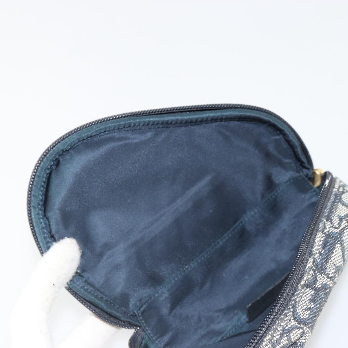 Christian Dior Trotter Canvas Saddle Pouch Navy Gold Auth 184973A