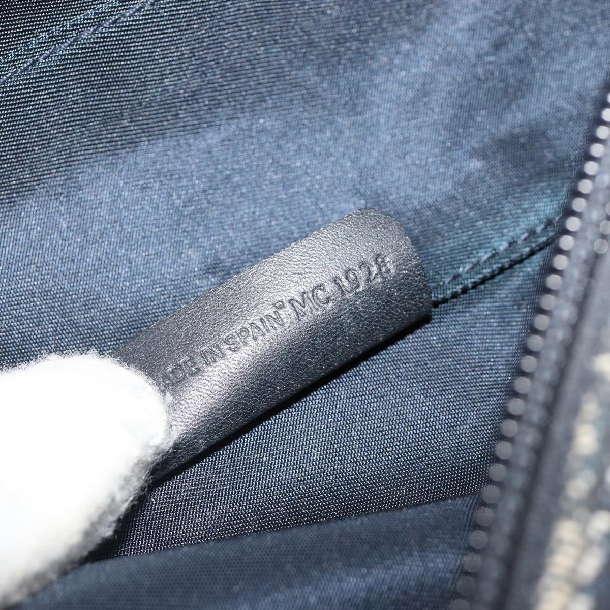 Christian Dior Trotter Canvas Saddle Pouch Navy Gold Auth 184973A