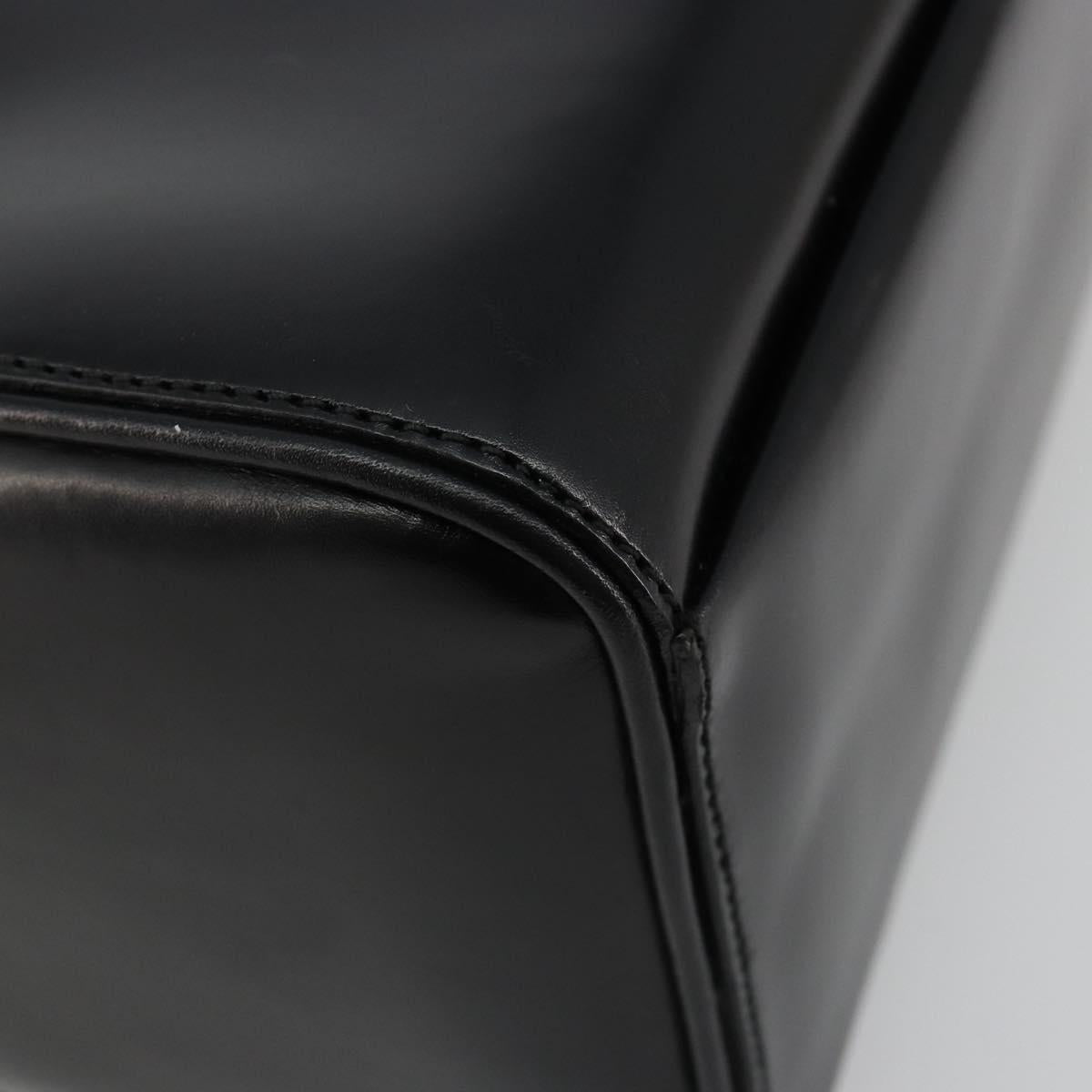 PRADA Hand Bag Leather Black Gold Auth 184974SV