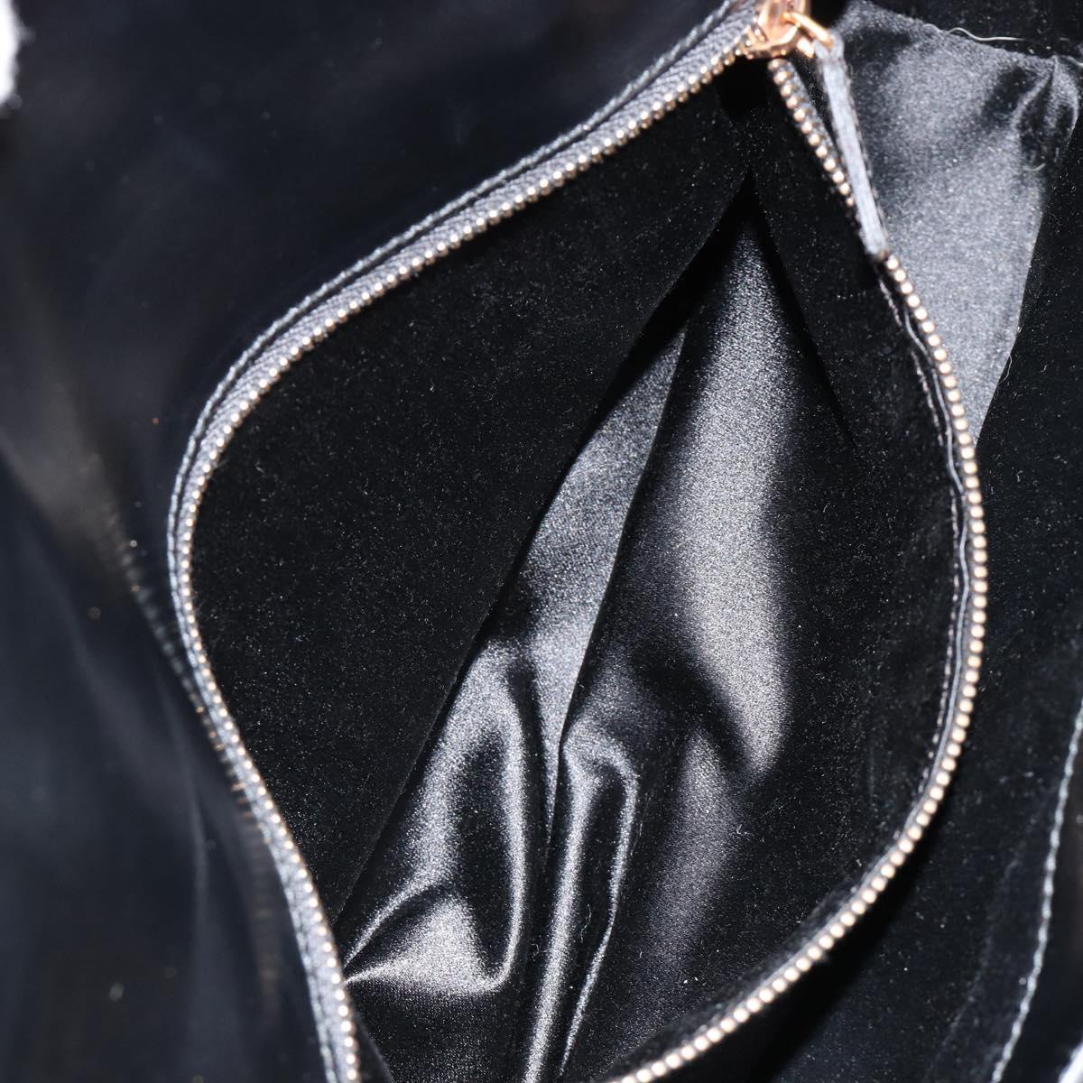 PRADA Hand Bag Leather Black Gold Auth 184974SV