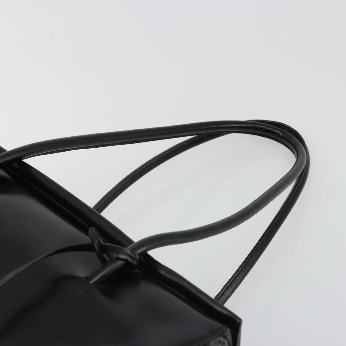 PRADA Hand Bag Leather Black Gold Auth 184974SV