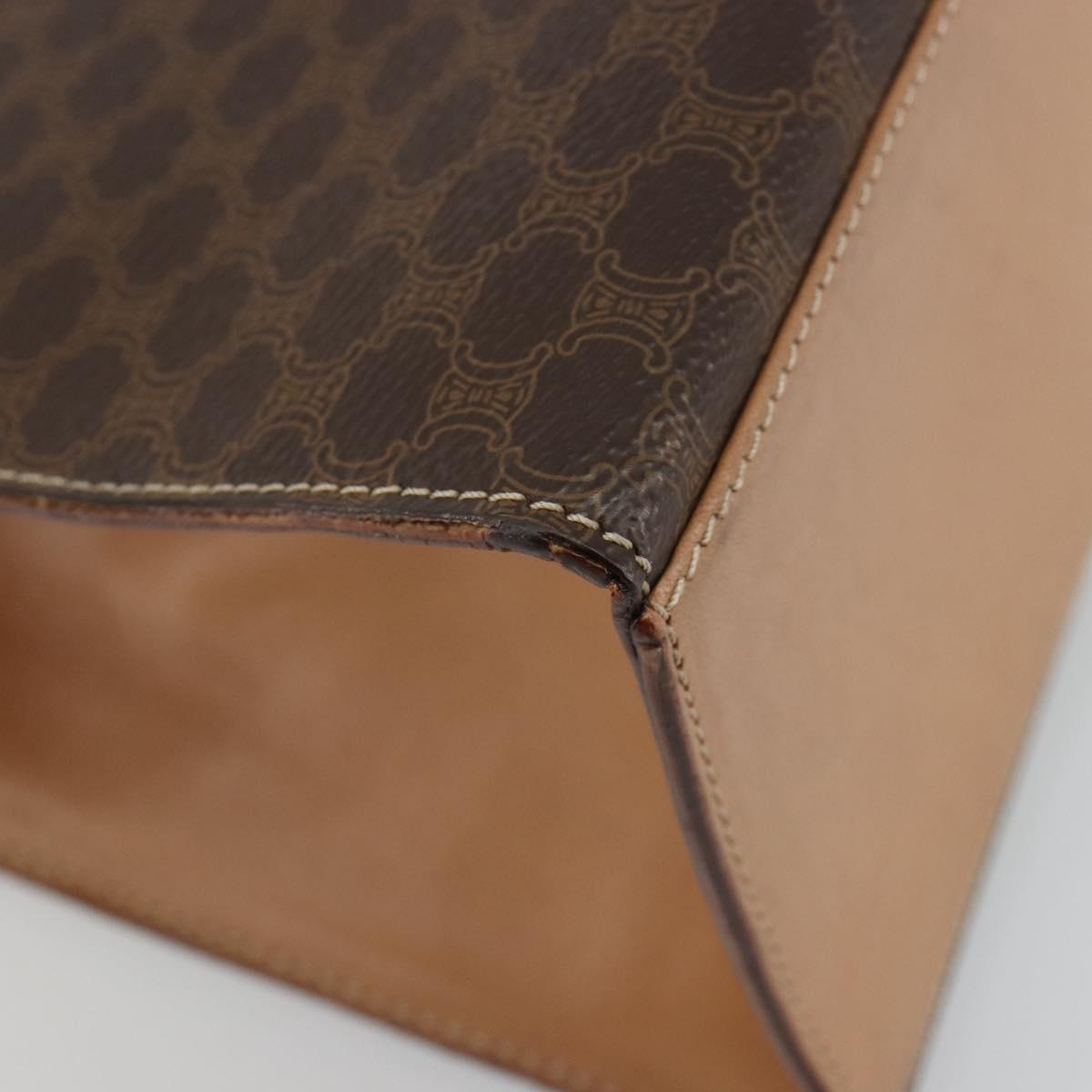 CELINE Macadam Canvas Hand Bag PVC Leather Brown Gold Auth 184975V
