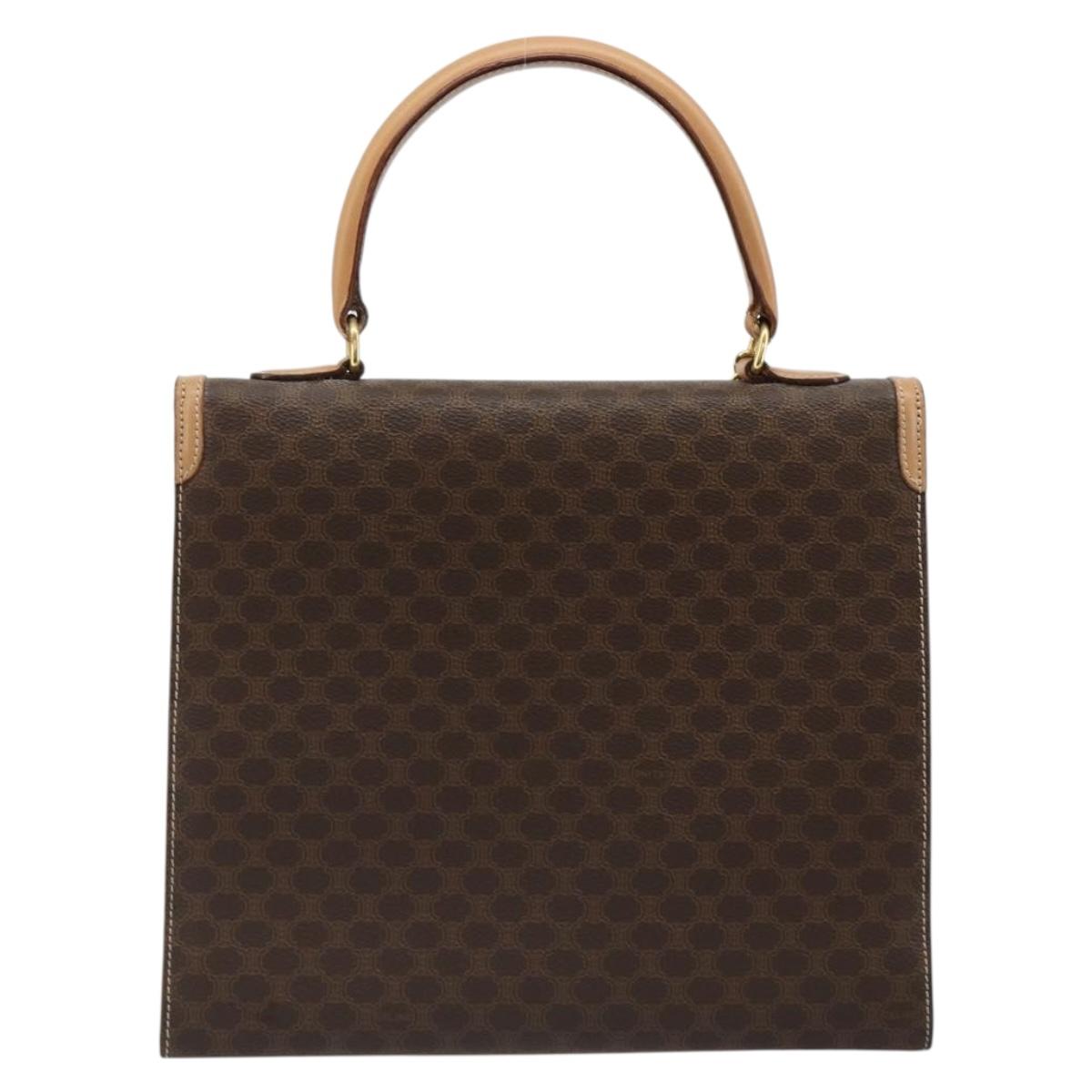 CELINE Macadam Canvas Hand Bag PVC Leather Brown Gold Auth 184975V