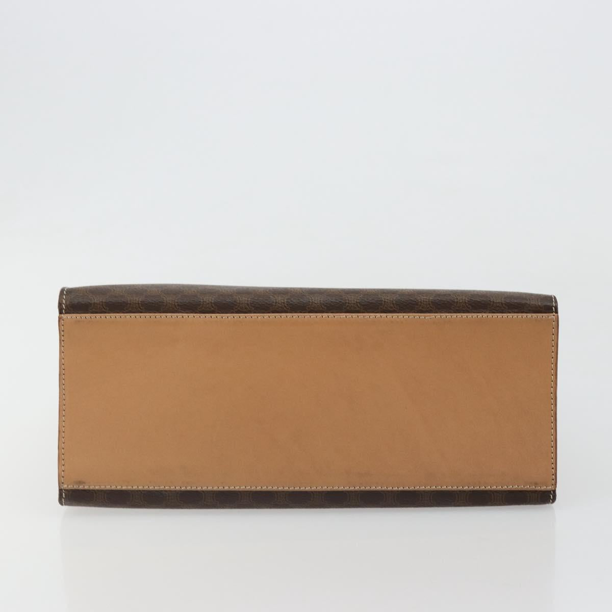 CELINE Macadam Canvas Hand Bag PVC Leather Brown Gold Auth 184975V
