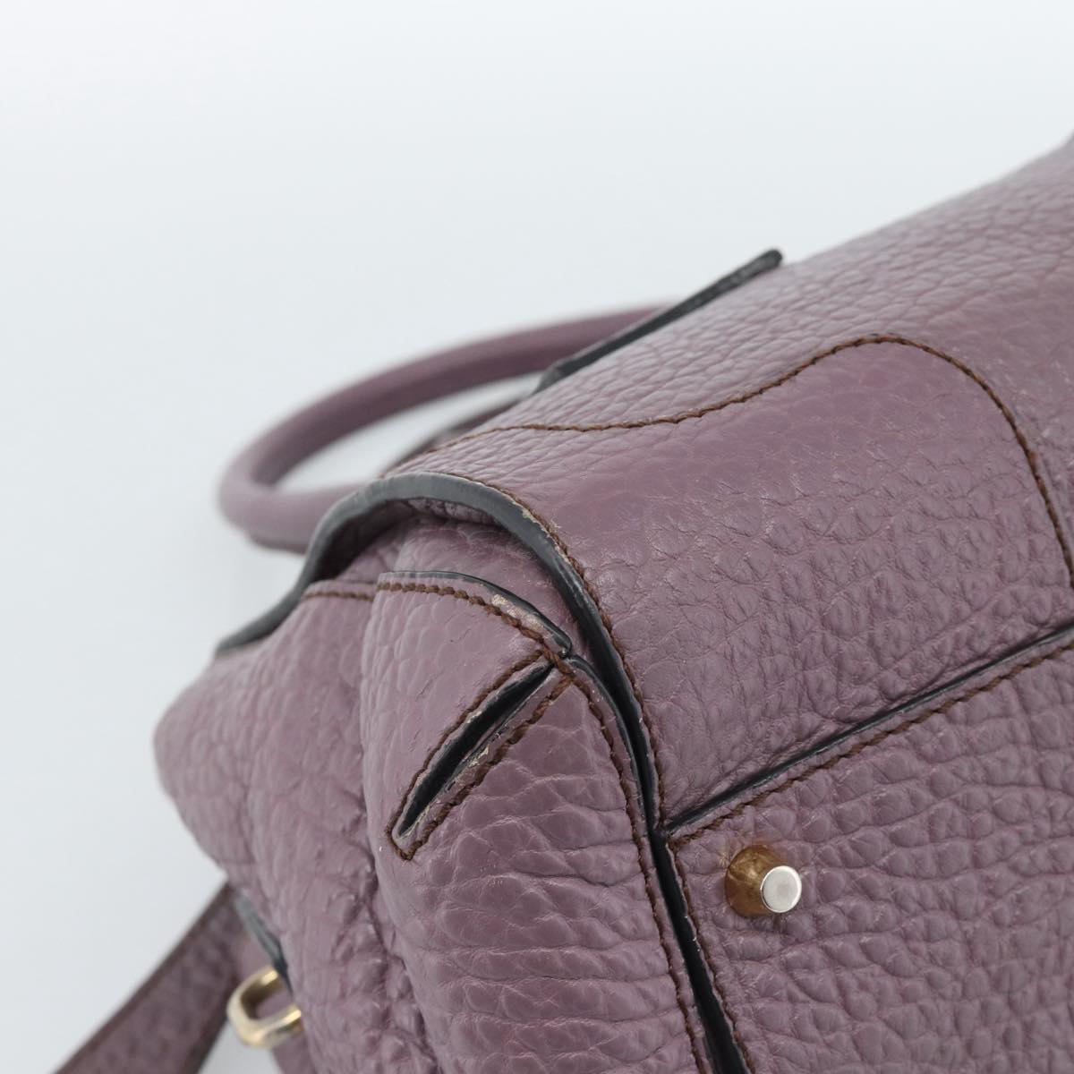 BURBERRY Hand Bag Leather Purple Silver Auth 184978