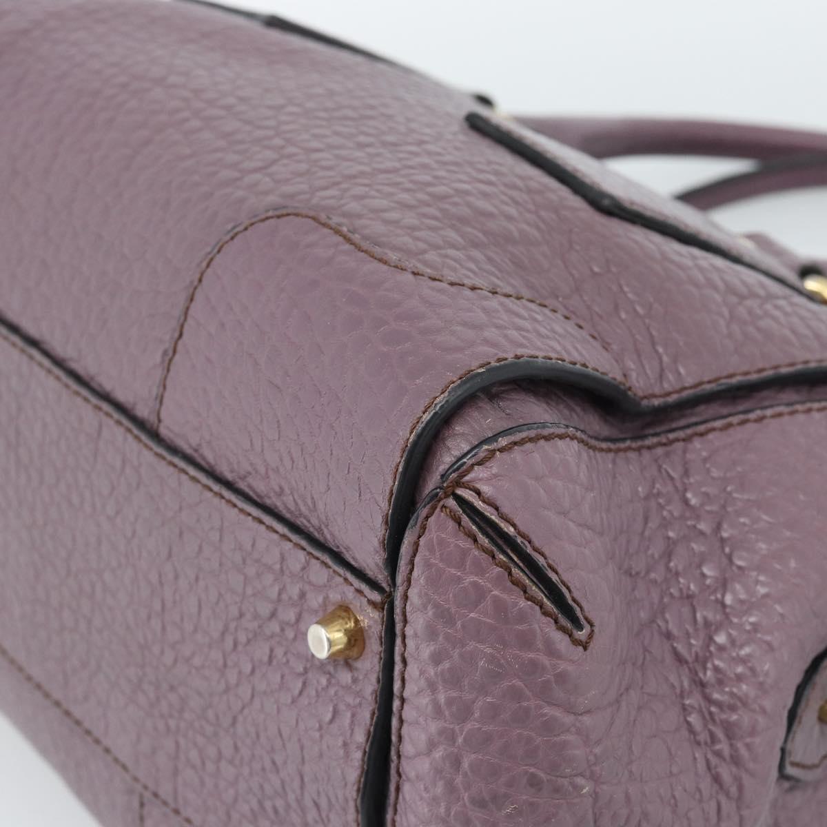 BURBERRY Hand Bag Leather Purple Silver Auth 184978