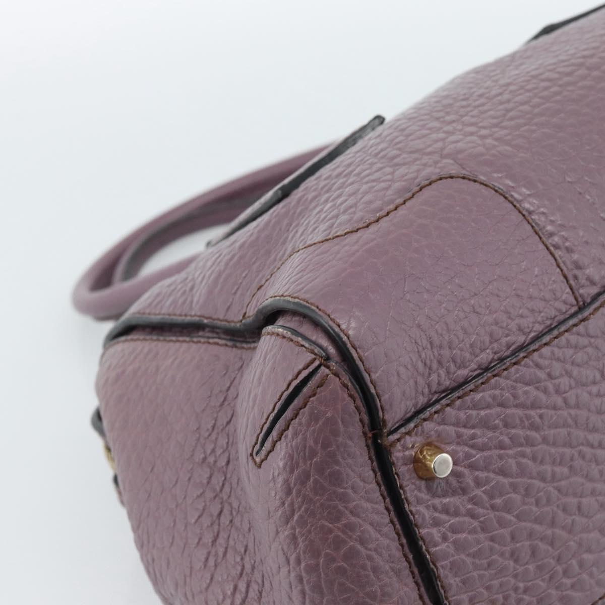 BURBERRY Hand Bag Leather Purple Silver Auth 184978