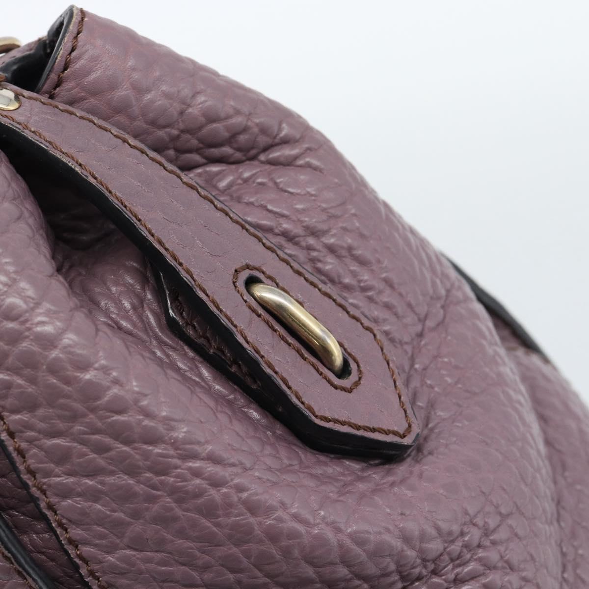 BURBERRY Hand Bag Leather Purple Silver Auth 184978