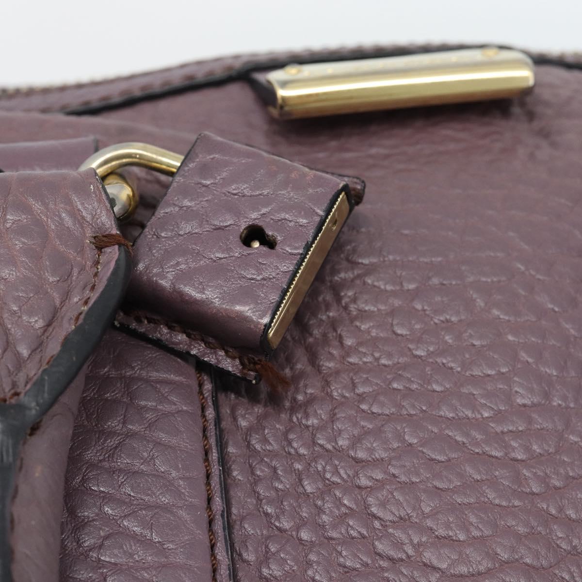 BURBERRY Hand Bag Leather Purple Silver Auth 184978