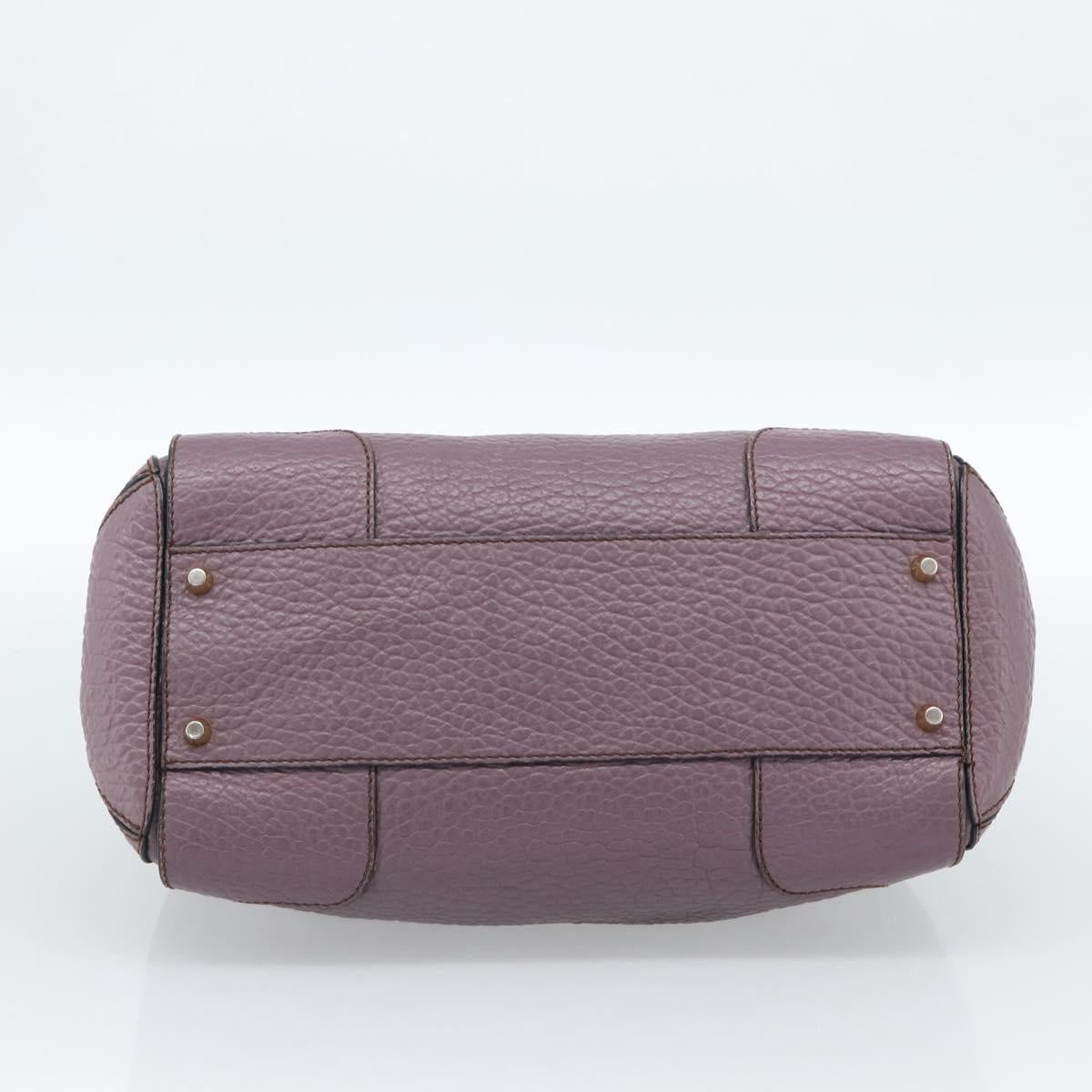 BURBERRY Hand Bag Leather Purple Silver Auth 184978