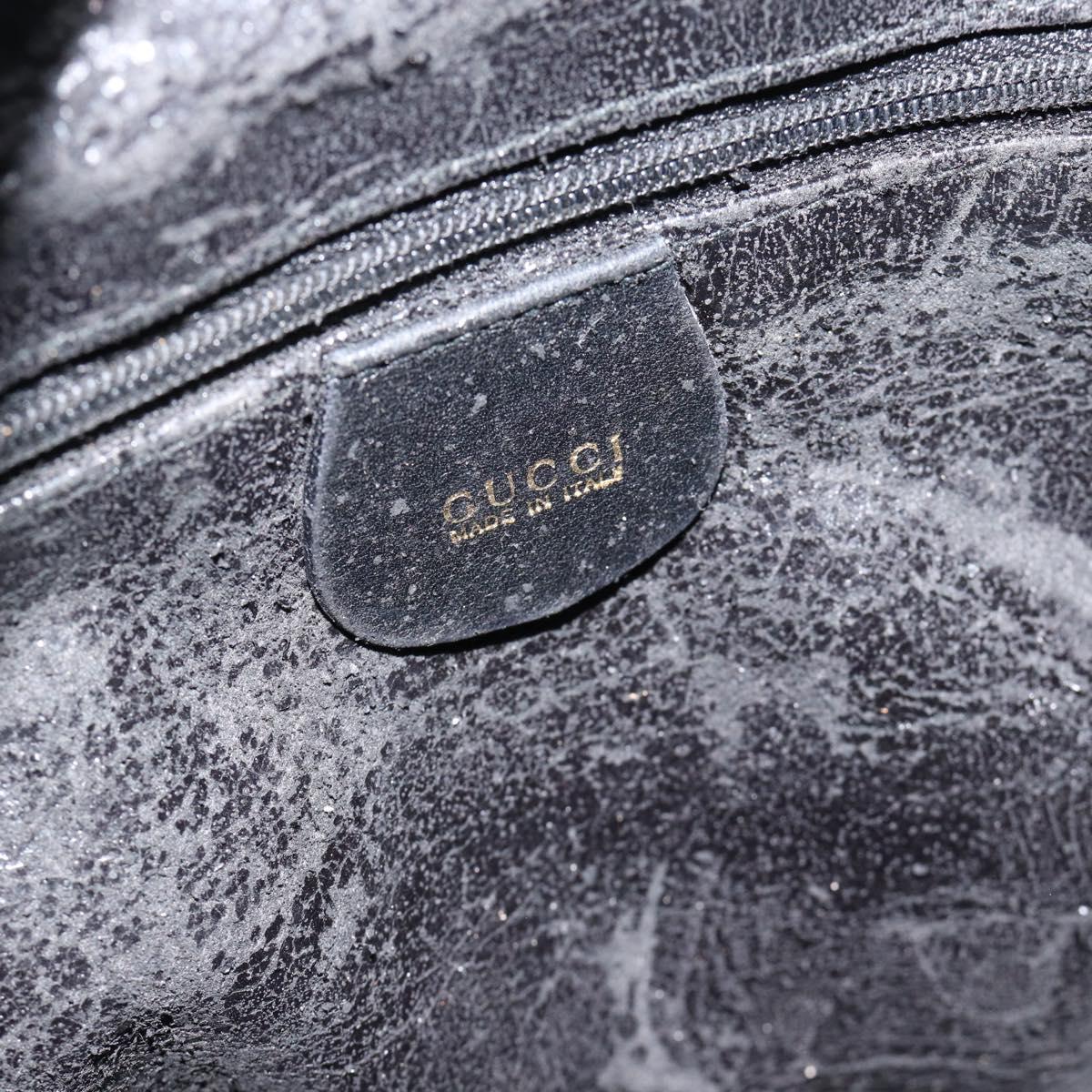 GUCCI Bamboo Shoulder Bag Leather 2way Black Gold 001 1998 1638 Auth 184979