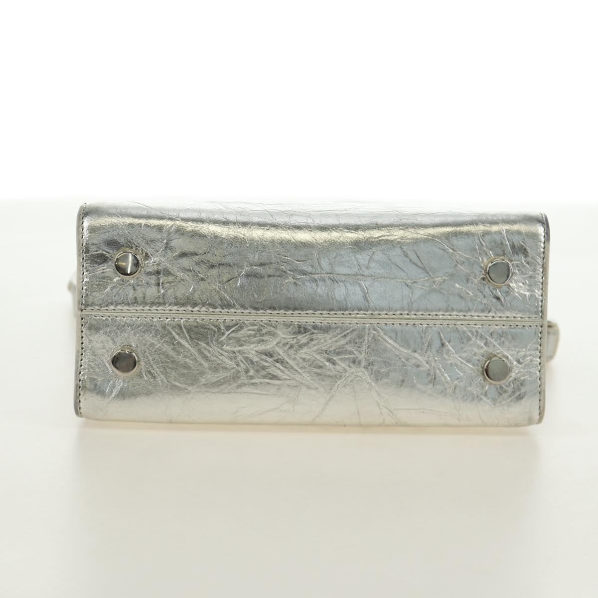 Christian Dior Hand Bag Leather 2way Silver Auth 184980V