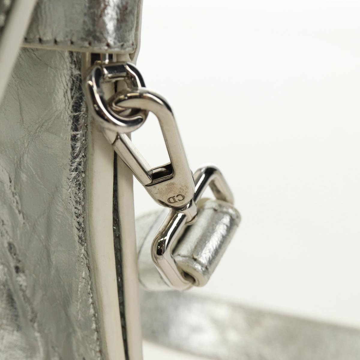 Christian Dior Hand Bag Leather 2way Silver Auth 184980V