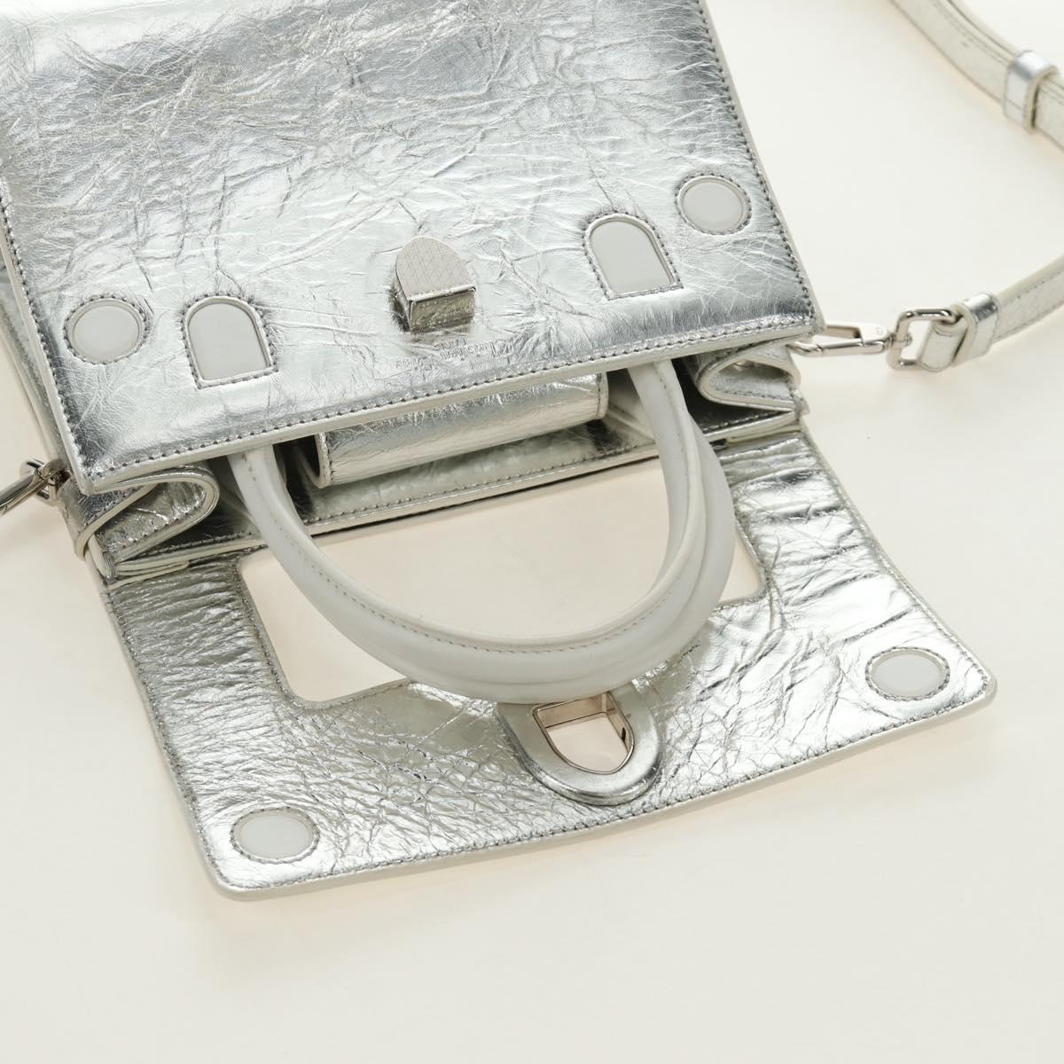 Christian Dior Hand Bag Leather 2way Silver Auth 184980V