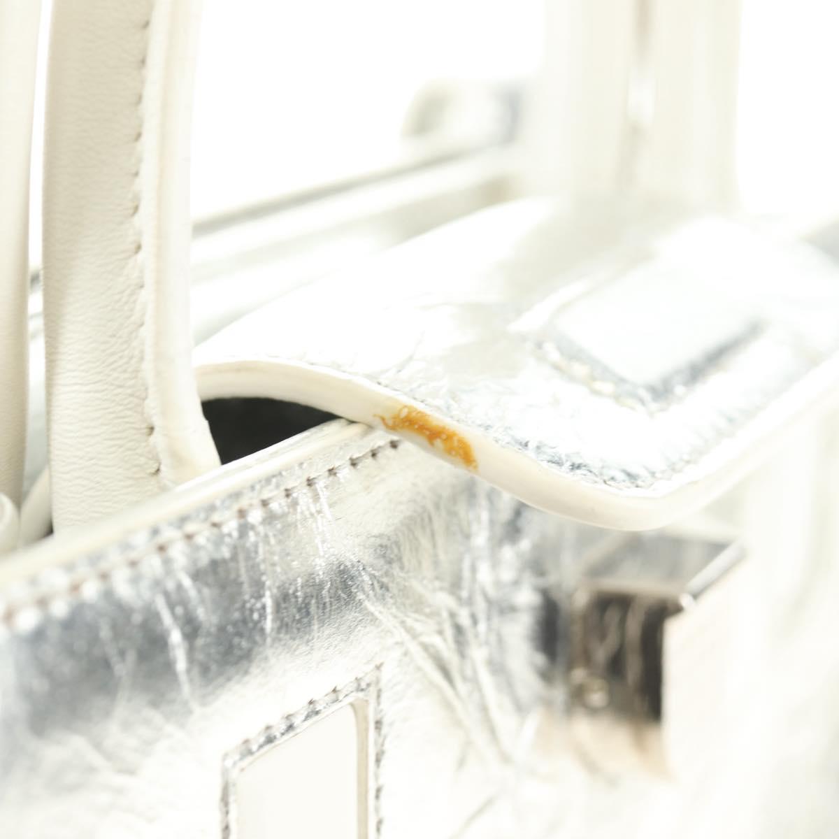 Christian Dior Hand Bag Leather 2way Silver Auth 184980V