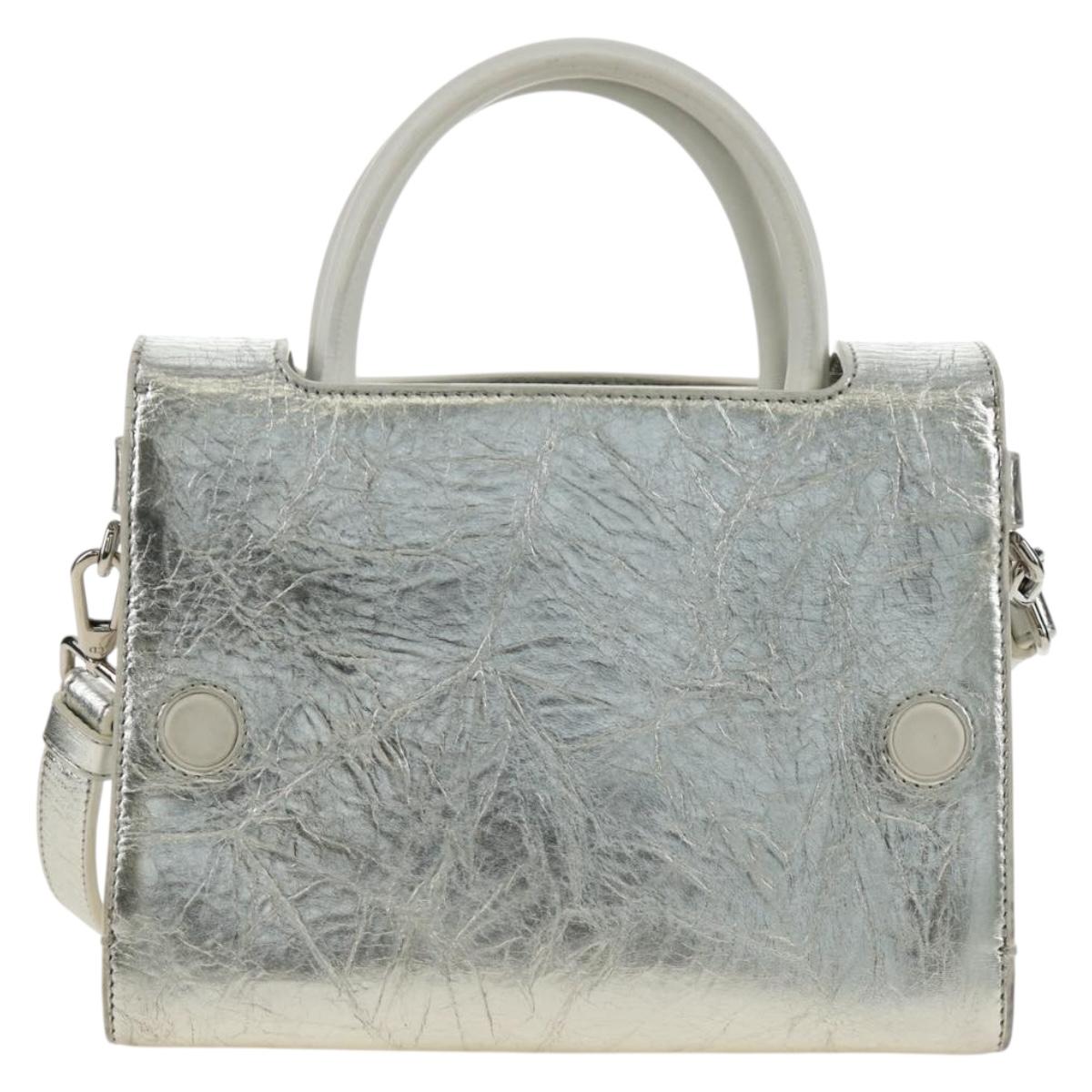 Christian Dior Hand Bag Leather 2way Silver Auth 184980V