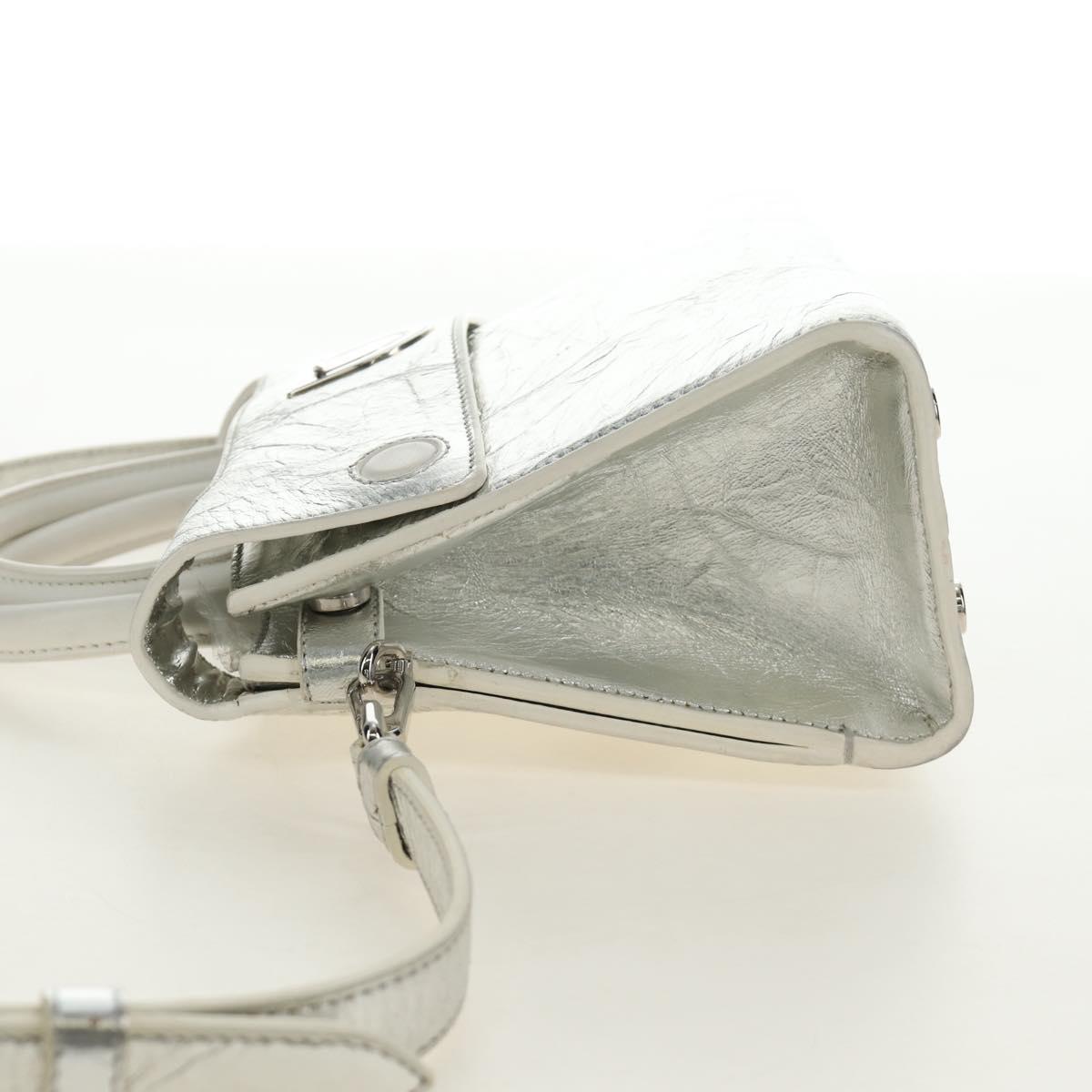 Christian Dior Hand Bag Leather 2way Silver Auth 184980V