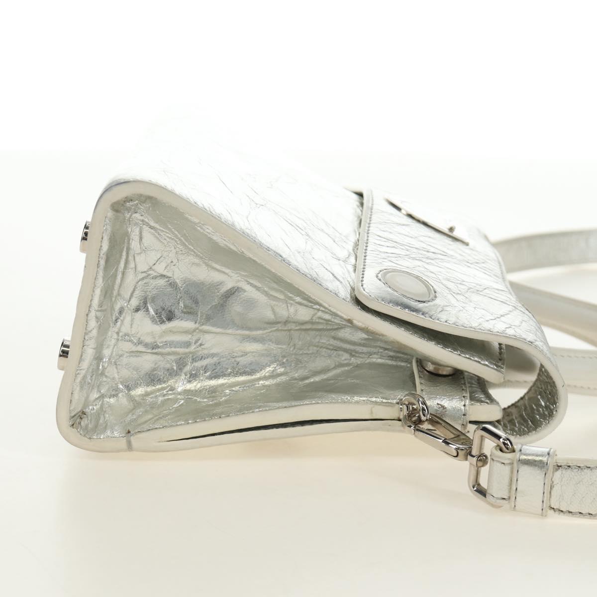 Christian Dior Hand Bag Leather 2way Silver Auth 184980V