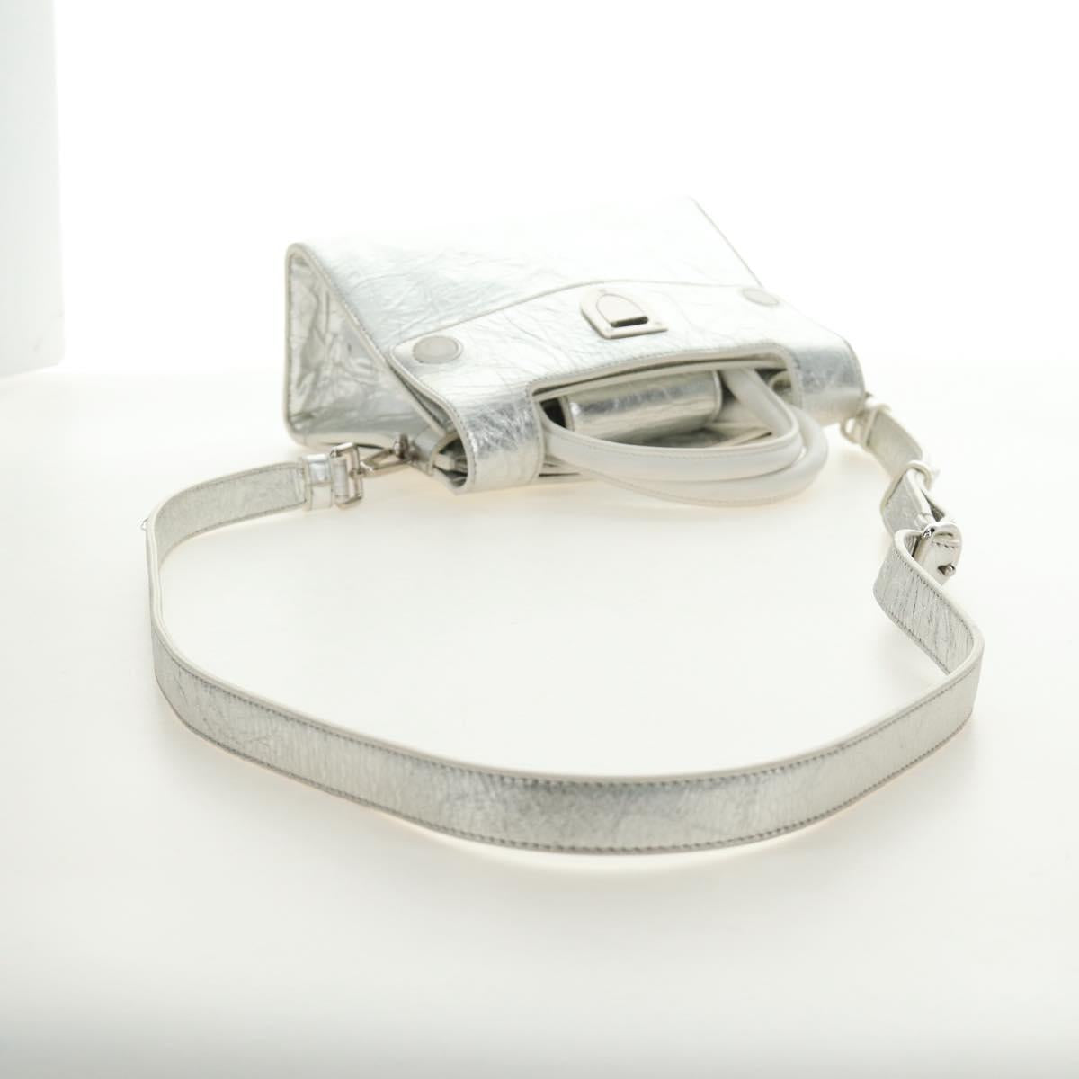 Christian Dior Hand Bag Leather 2way Silver Auth 184980V