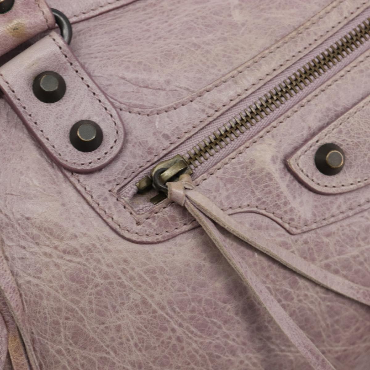 BALENCIAGA The City Hand Bag Leather 2way Purple 115748 Auth 184981SM