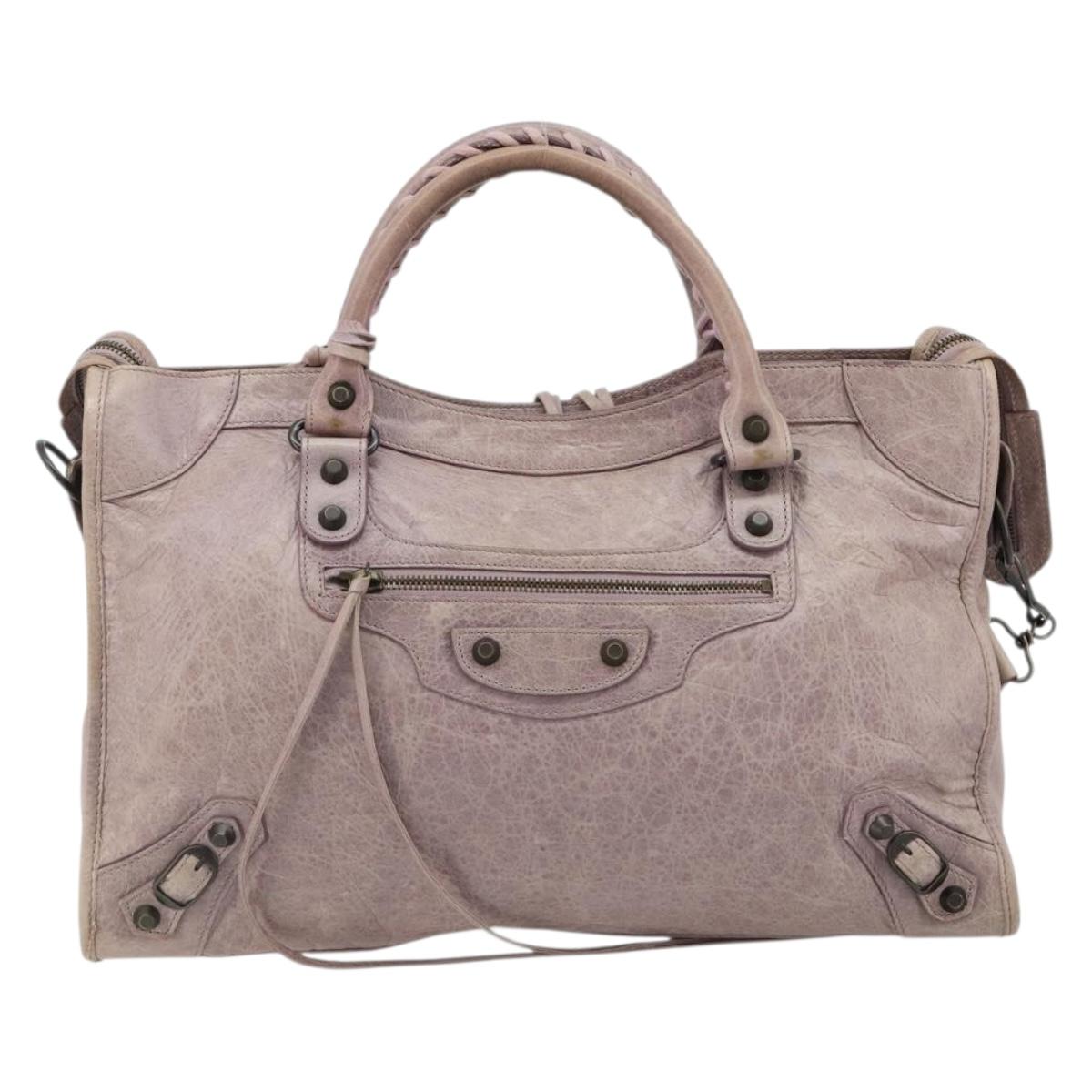 BALENCIAGA The City Hand Bag Leather 2way Purple 115748 Auth 184981SM