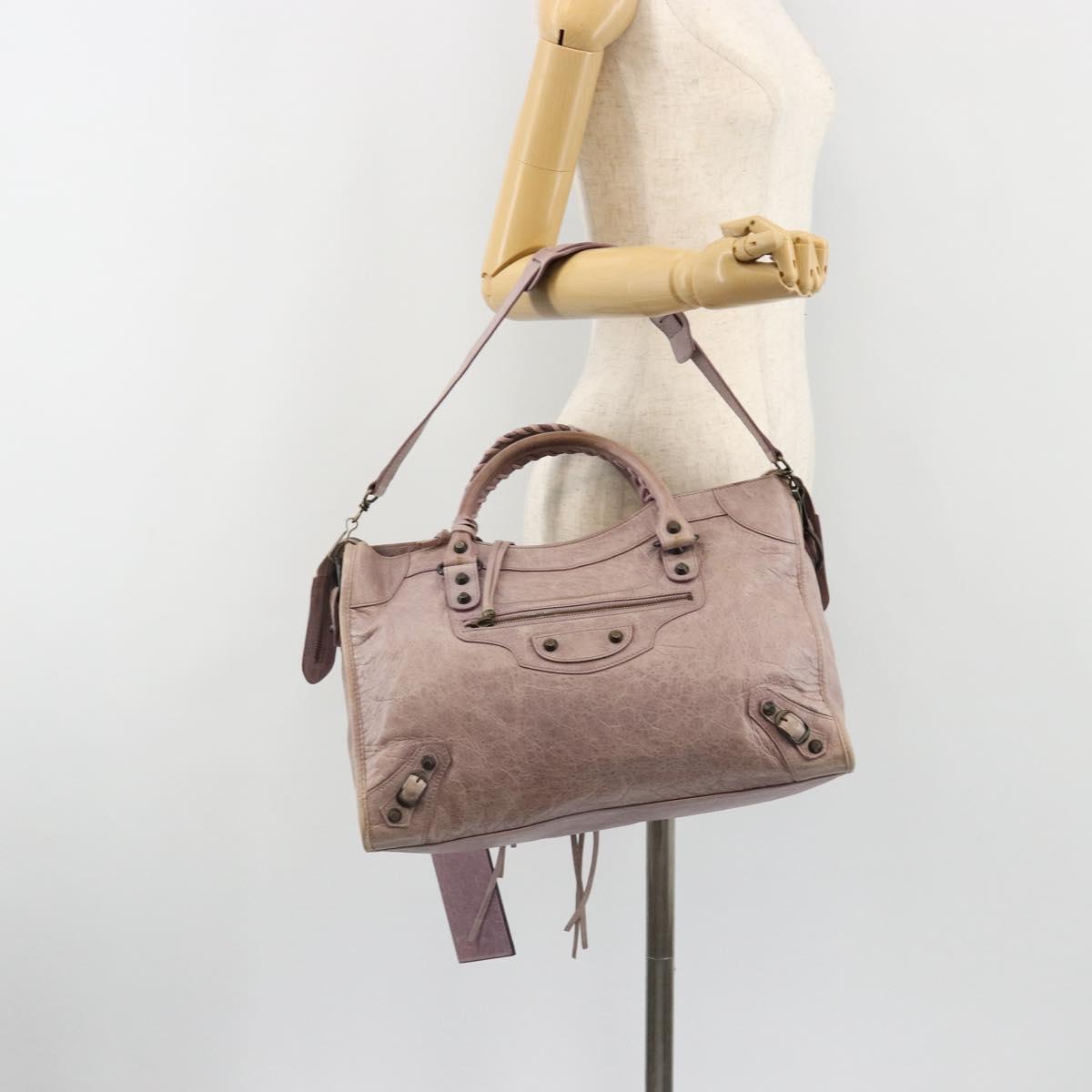 BALENCIAGA The City Hand Bag Leather 2way Purple 115748 Auth 184981SM