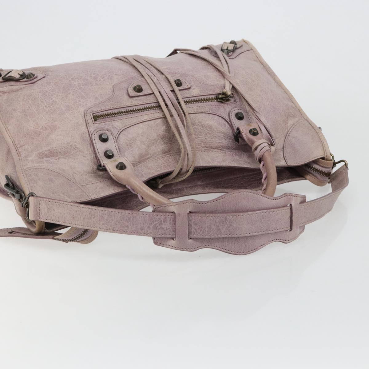 BALENCIAGA The City Hand Bag Leather 2way Purple 115748 Auth 184981SM