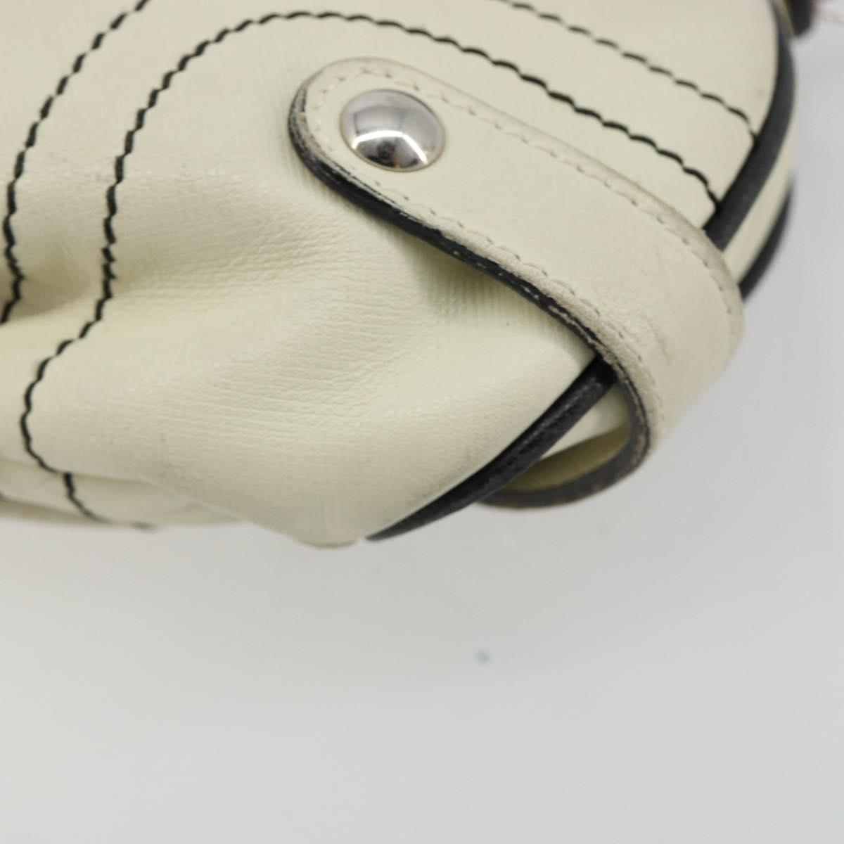 Salvatore Ferragamo Gancini Shoulder Bag Leather Ivory Silver Auth 184983
