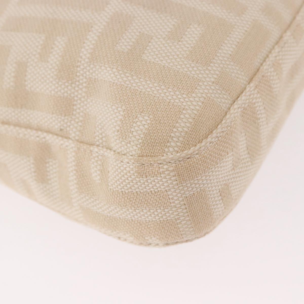 FENDI Zucca Canvas Mamma Baguette Shoulder Bag Beige Silver Auth 184984SAV