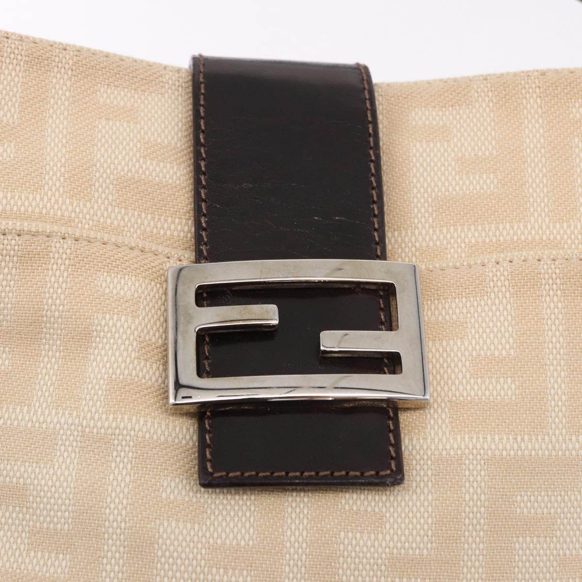 FENDI Zucca Canvas Mamma Baguette Shoulder Bag Beige Silver Auth 184984SAV
