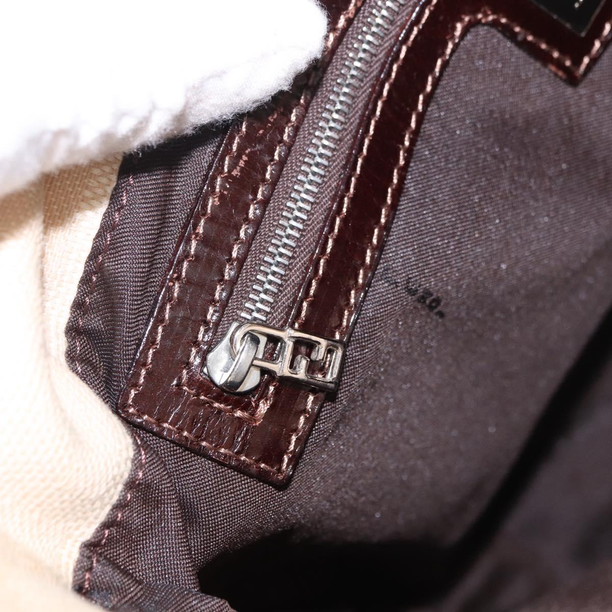 FENDI Zucca Canvas Mamma Baguette Shoulder Bag Beige Silver Auth 184984SAV