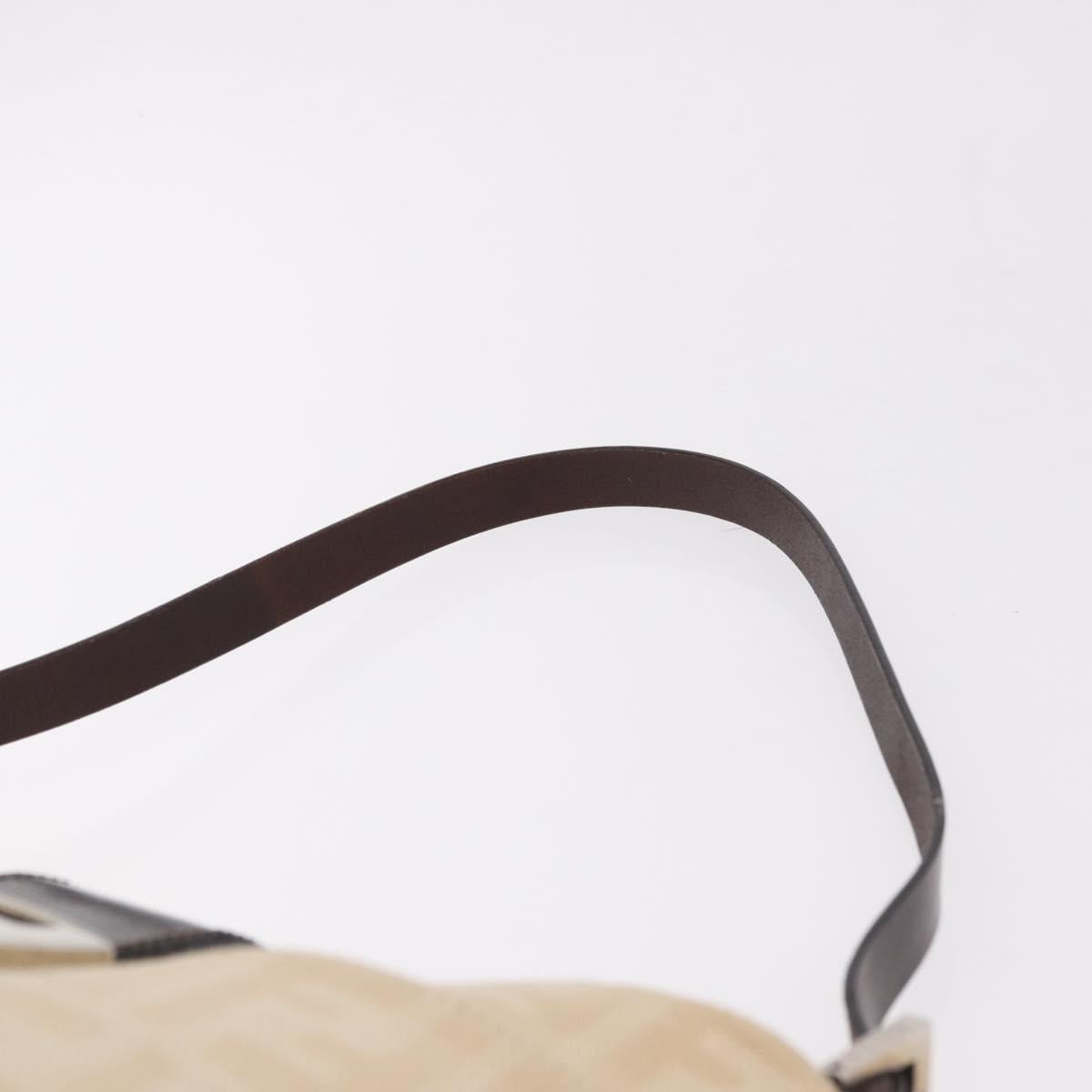 FENDI Zucca Canvas Mamma Baguette Shoulder Bag Beige Silver Auth 184984SAV
