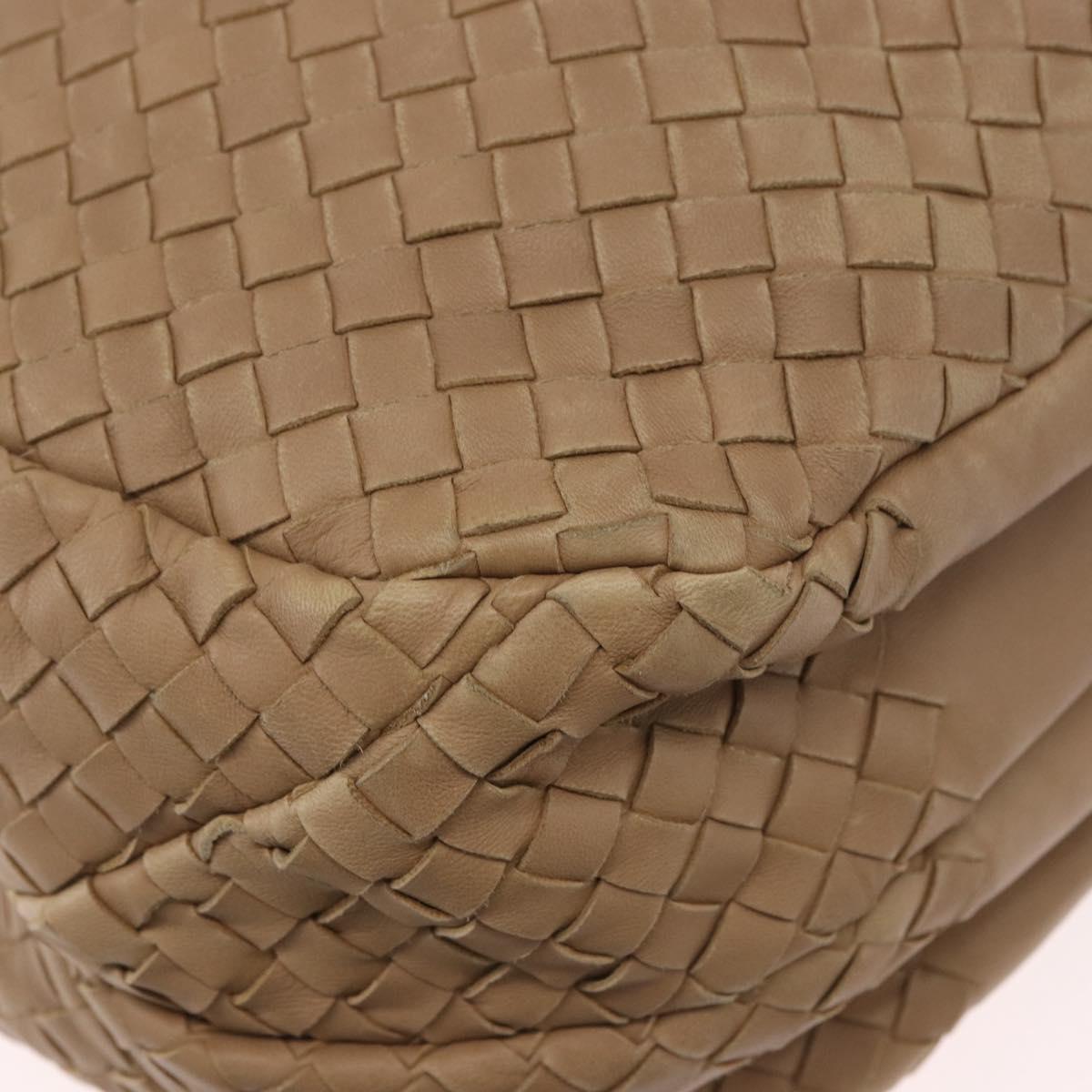 BOTTEGA VENETA INTRECCIATO Shoulder Bag Leather Beige 125787 Auth 184985SV