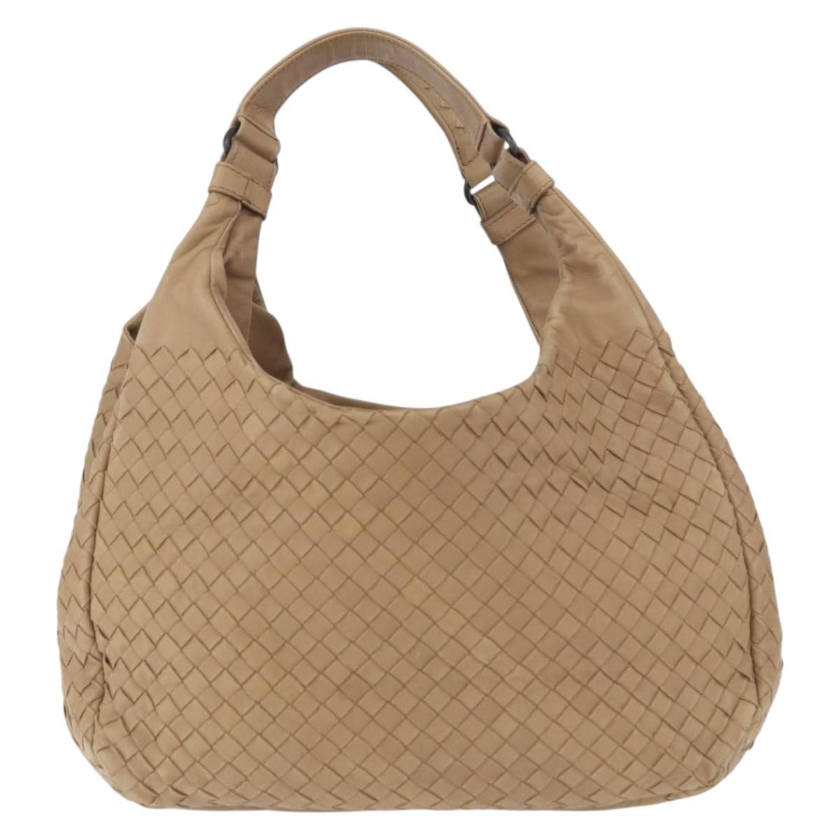 BOTTEGA VENETA INTRECCIATO Shoulder Bag Leather Beige 125787 Auth 184985SV