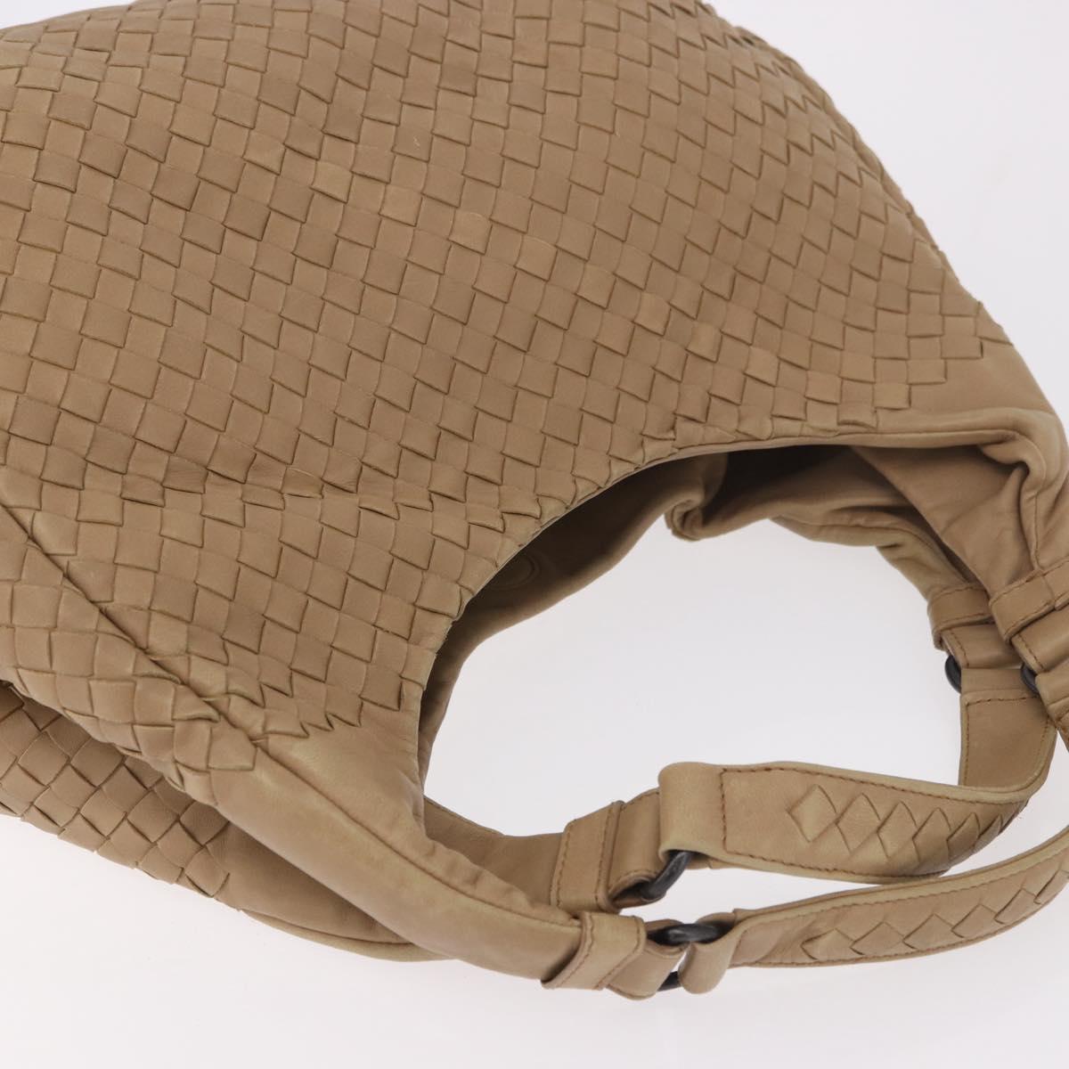 BOTTEGA VENETA INTRECCIATO Shoulder Bag Leather Beige 125787 Auth 184985SV