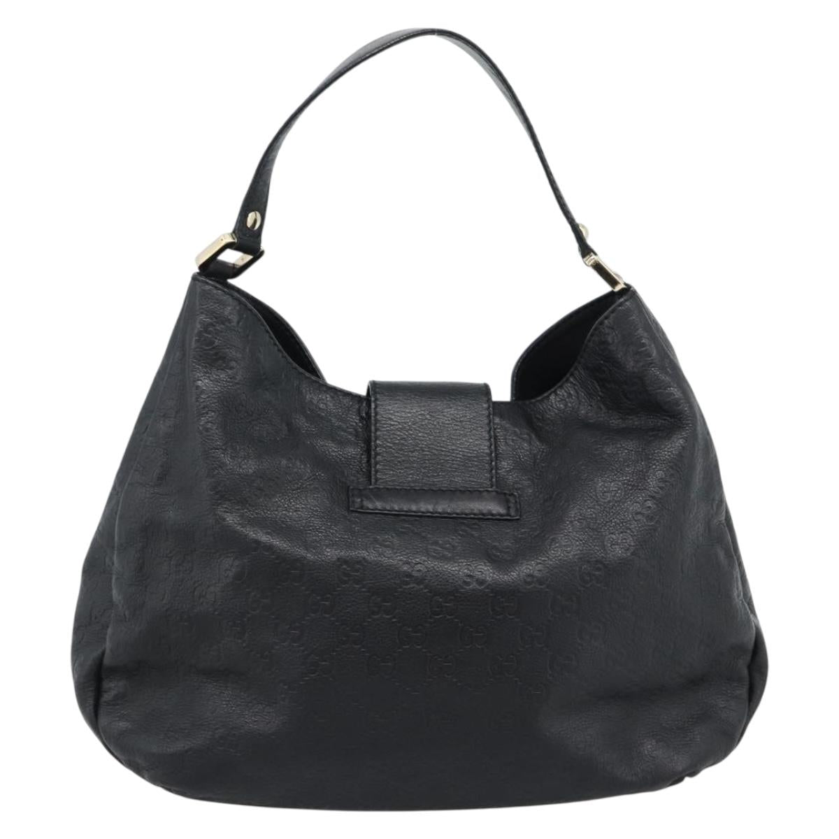GUCCI GG Canvas Guccissima Shoulder Bag Leather Black Gold 211933 Auth 184986V