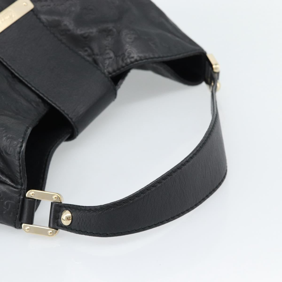 GUCCI GG Canvas Guccissima Shoulder Bag Leather Black Gold 211933 Auth 184986V