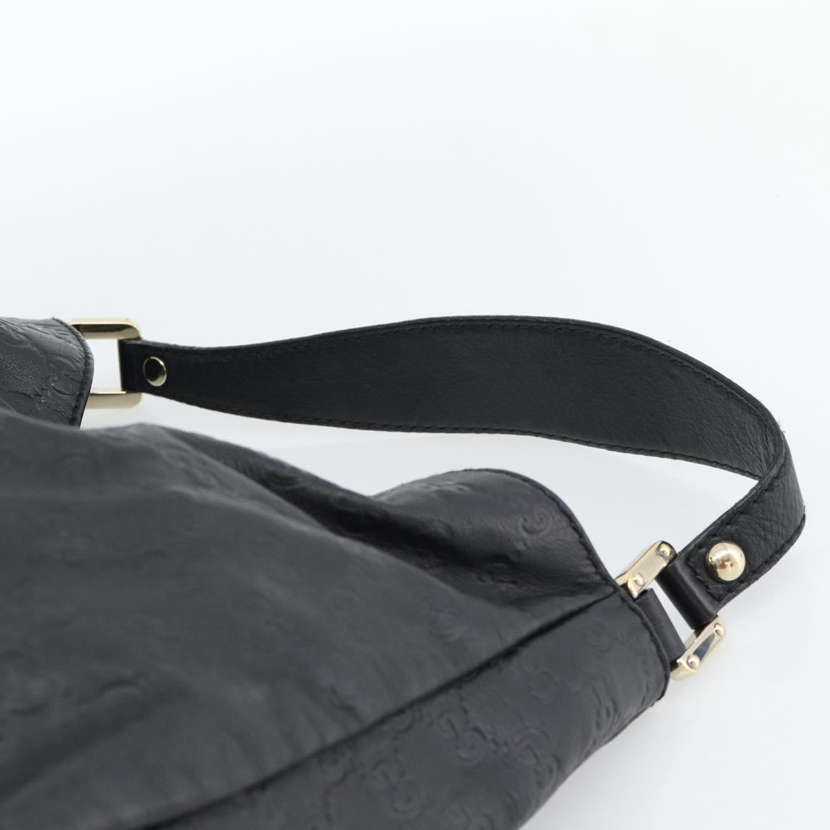 GUCCI GG Canvas Guccissima Shoulder Bag Leather Black Gold 211933 Auth 184986V
