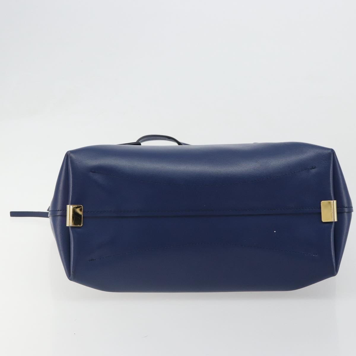 Chloe Tote Bag Leather Blue Gold Auth 184989A