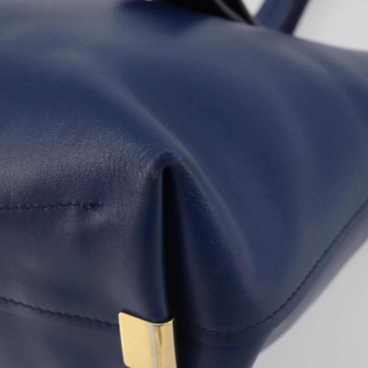 Chloe Tote Bag Leather Blue Gold Auth 184989A