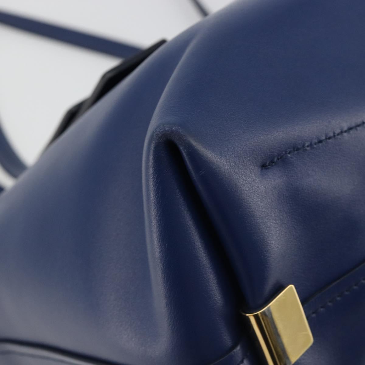 Chloe Tote Bag Leather Blue Gold Auth 184989A